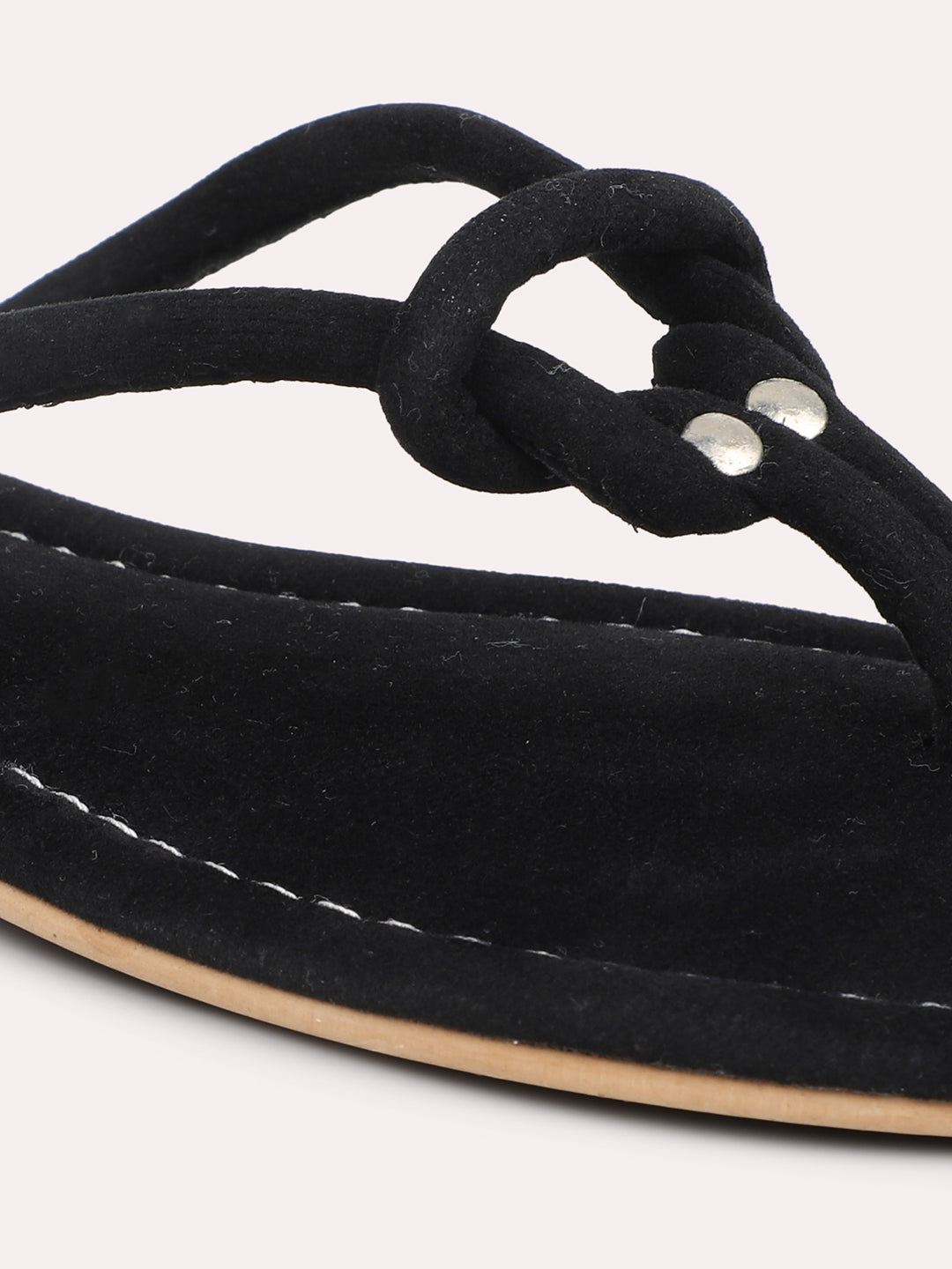 Women Black Open Toe Flats