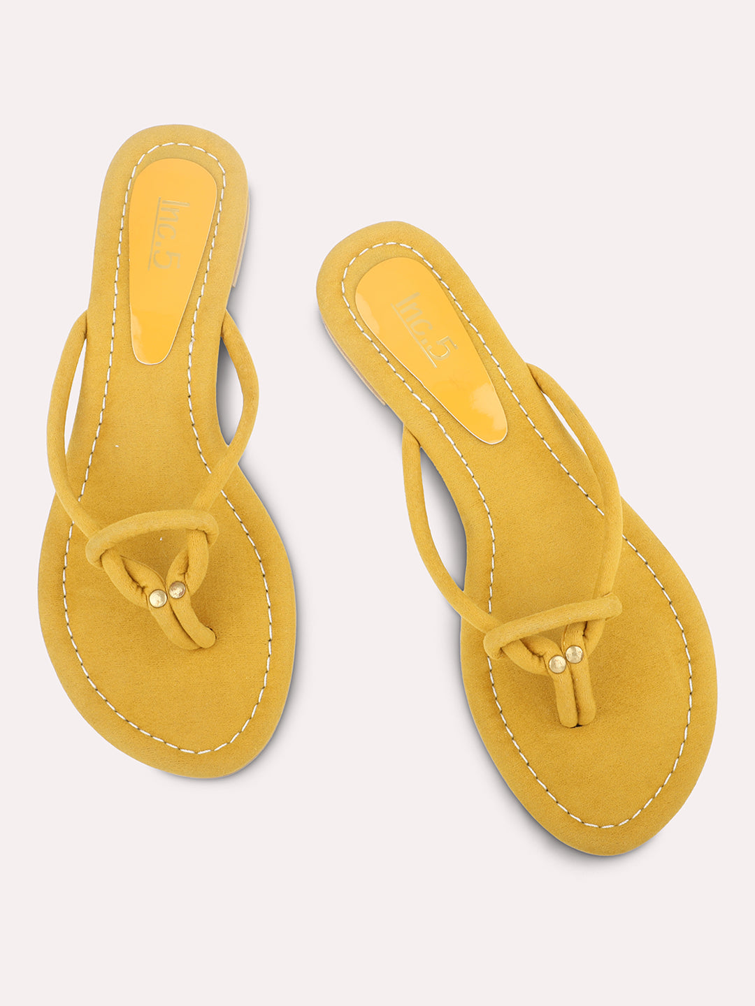 Women Yellow Open Toe Flats