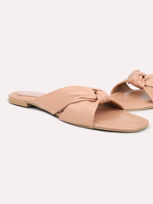 Women Peach Open Toe Flats