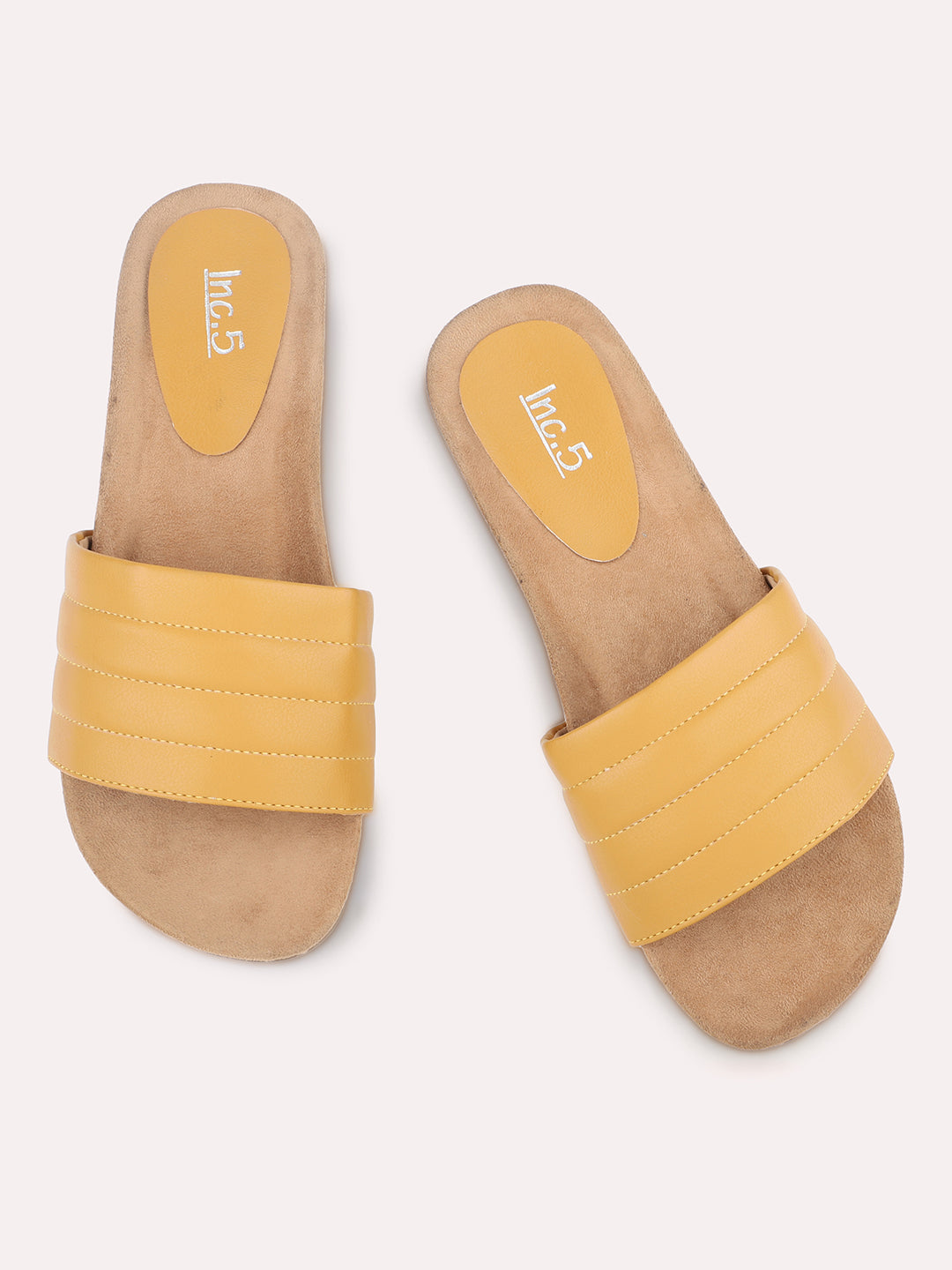 Women Yellow Open Toe Flats