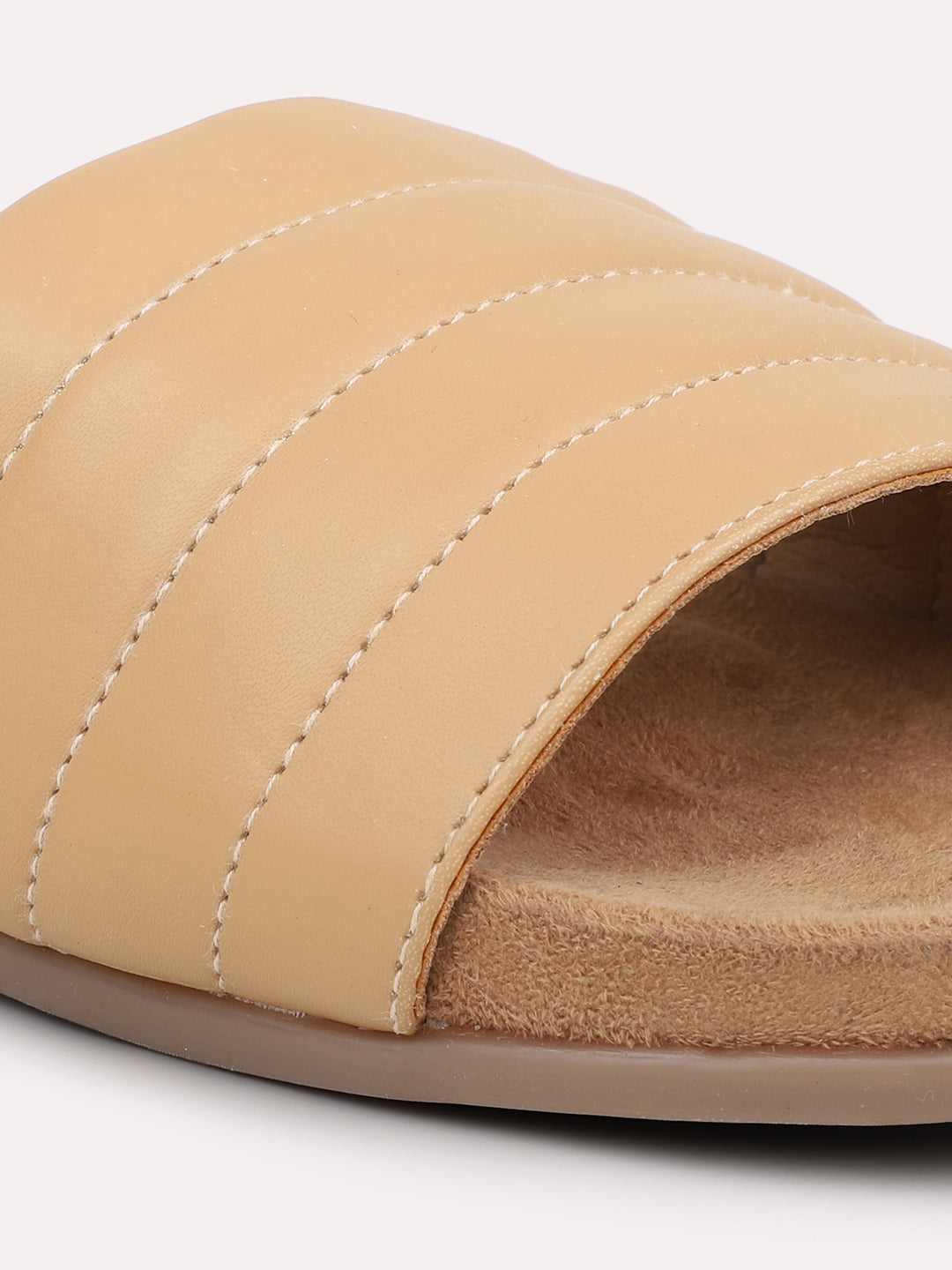 Women Beige Open Toe Flats