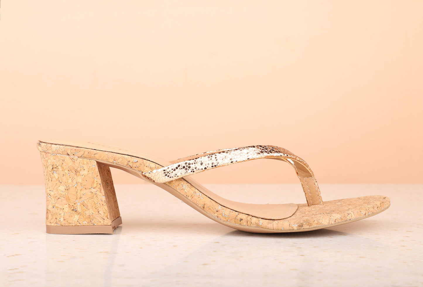 Women Rose Gold Embellished Block Heels