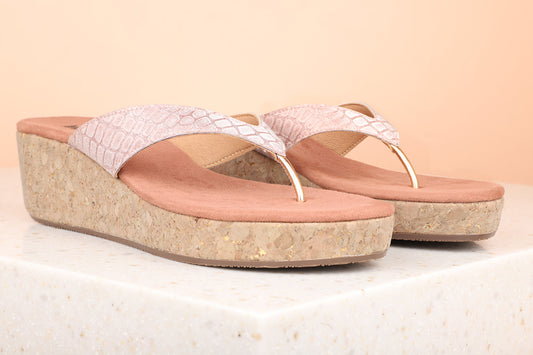 Women Peach Solid Wedge Sandals