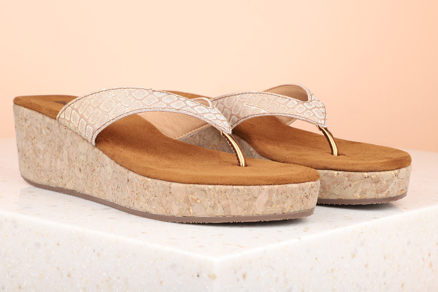 Women Tan Solid Wedge Sandals