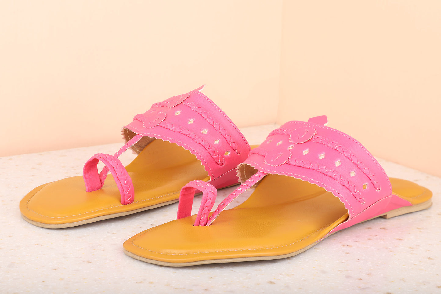 Women Pink Embellished One Toe Flats