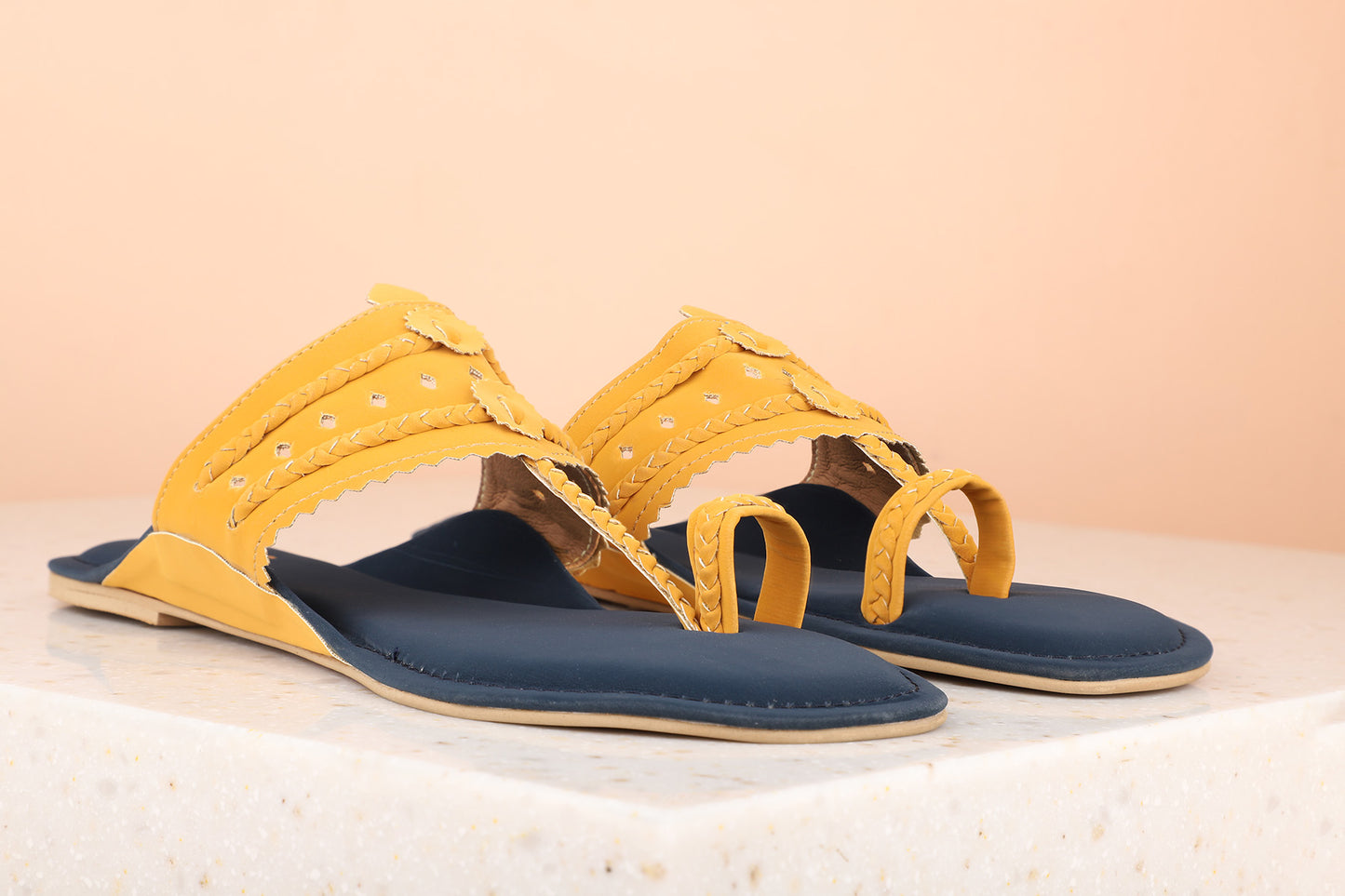 Buy Now Women Yellow Embellished One Toe Flats - Main Image