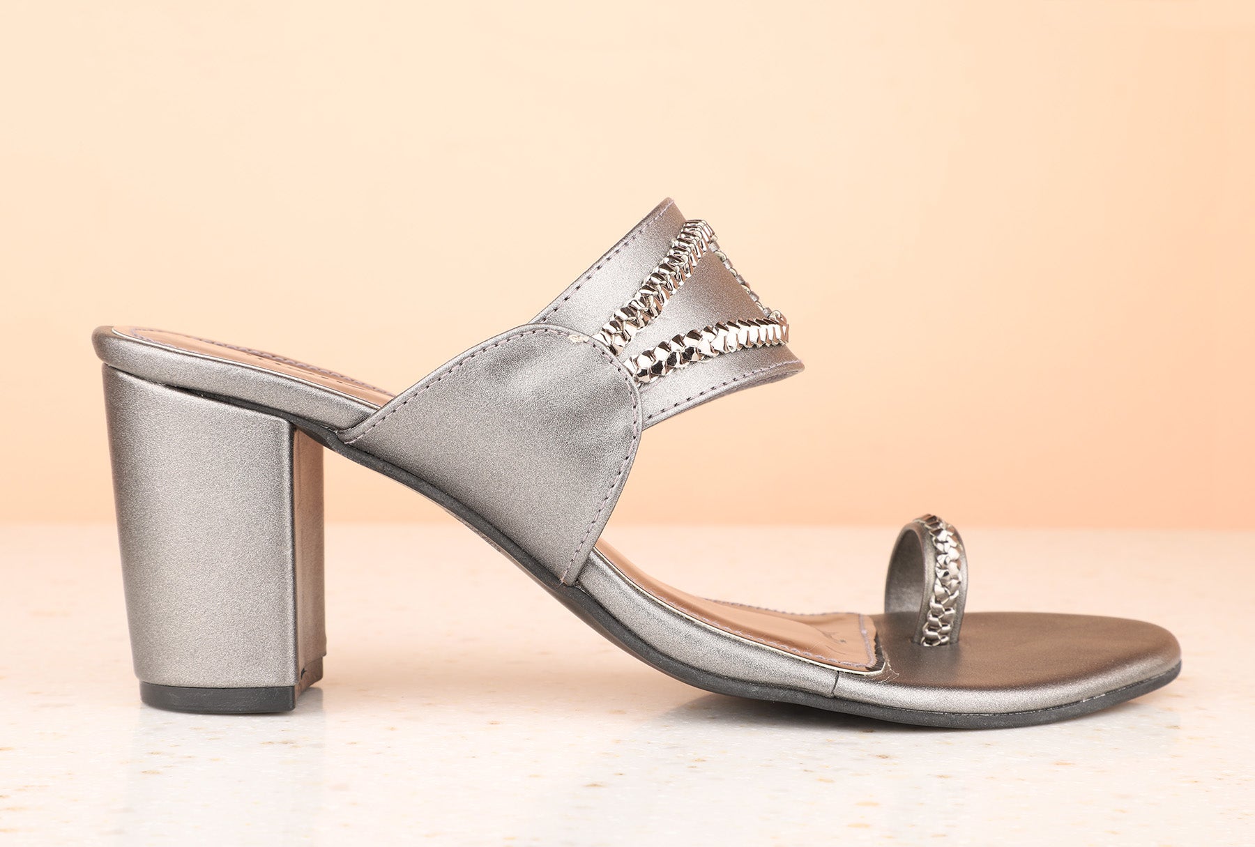 Pewter block shop heels