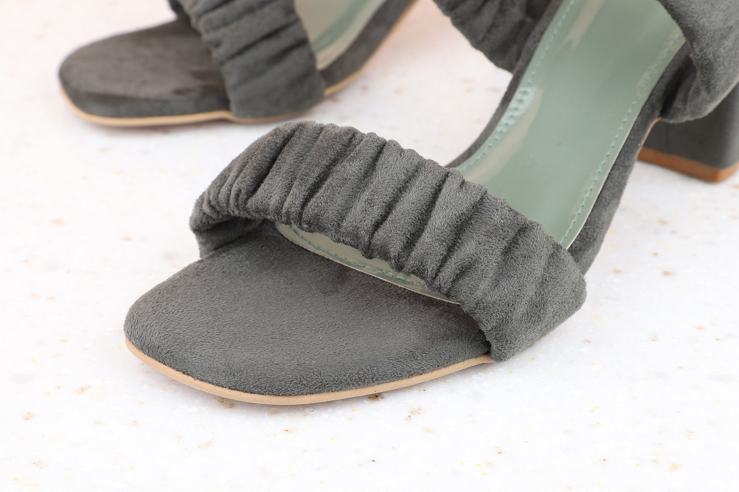 Women Green Textured Block Heels