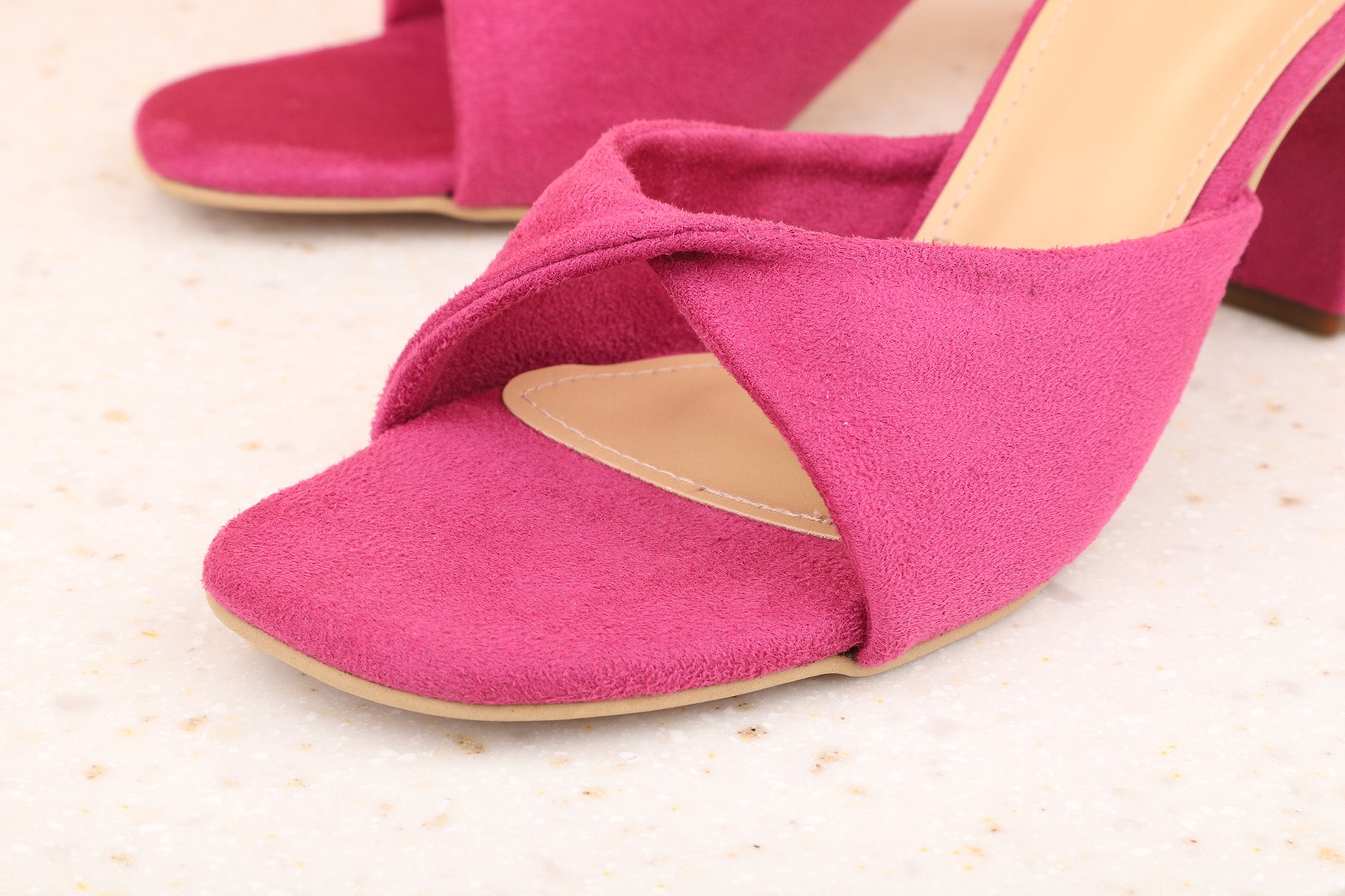 Pink best sale block sandals