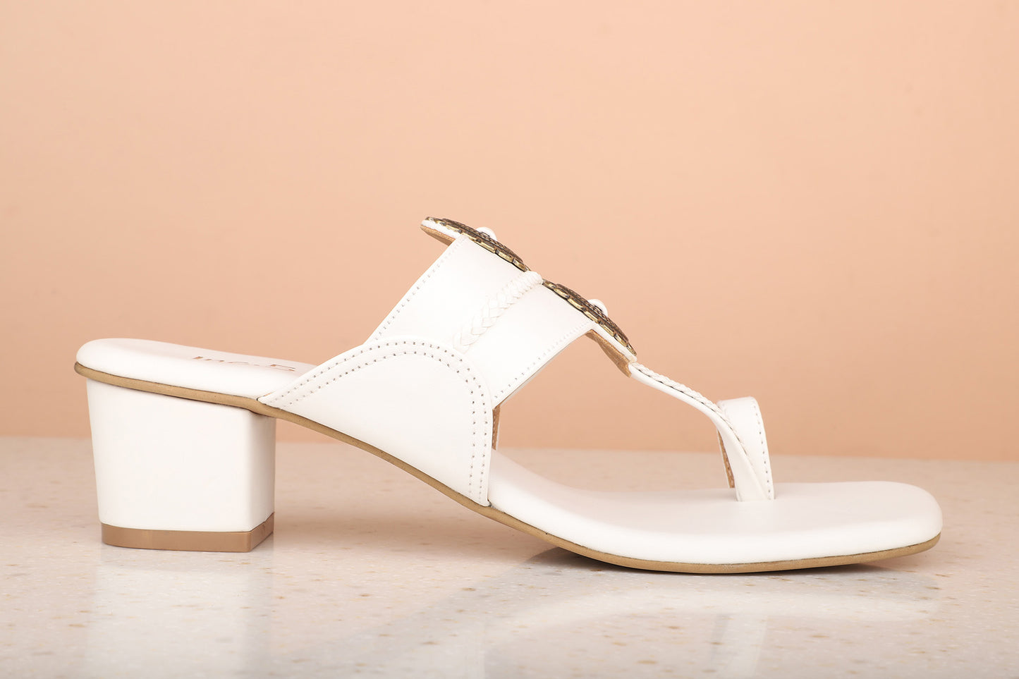 Women White Block Sandals