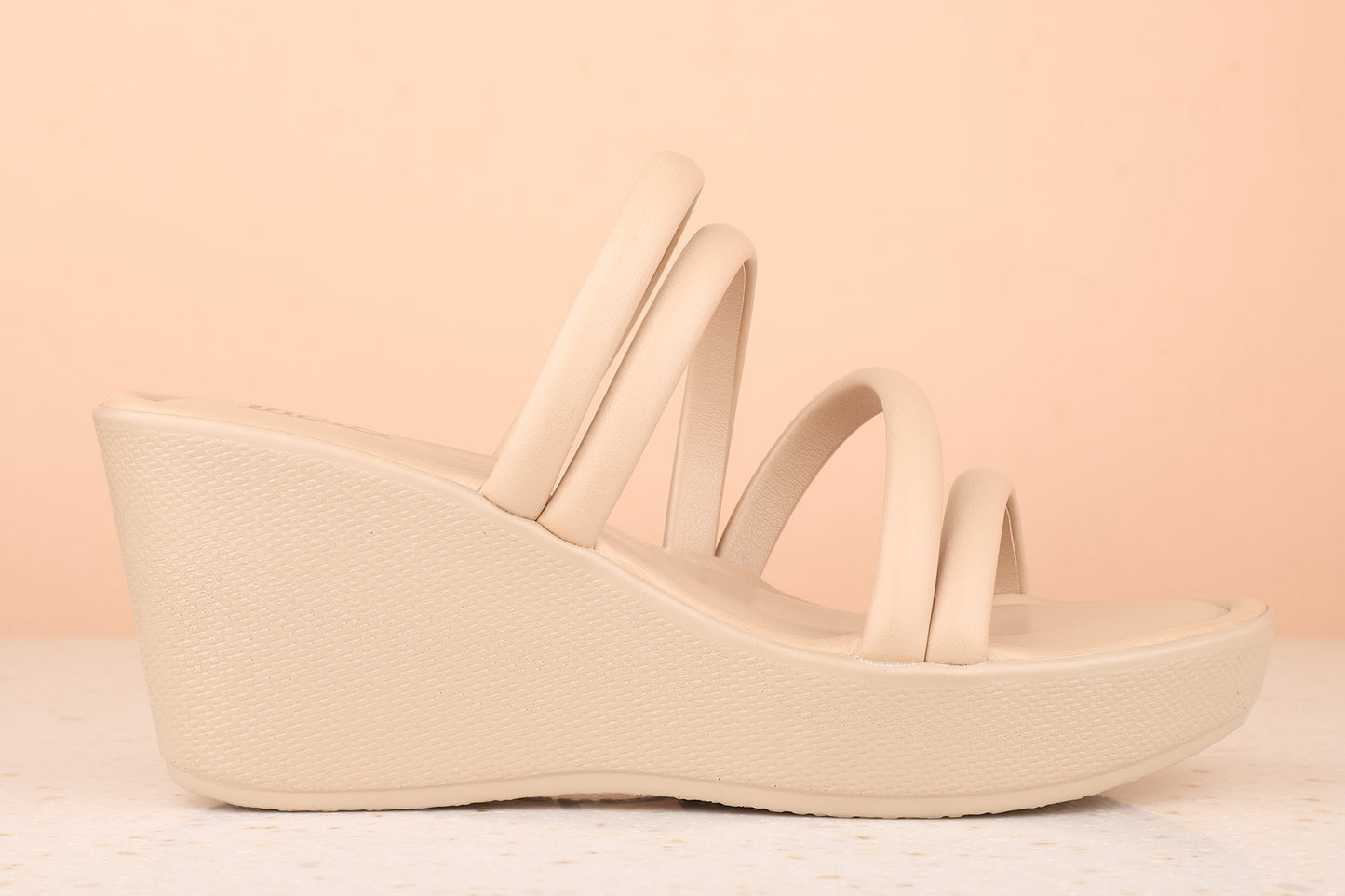 Women Beige Solid Wedge Sandals