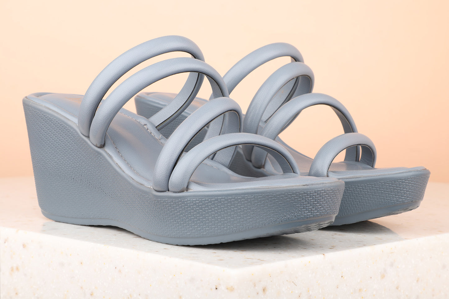 Women Grey Solid Wedge Sandals