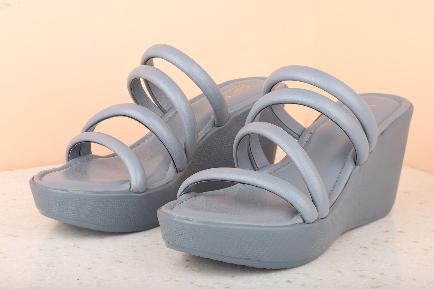 Women Grey Solid Wedge Sandals