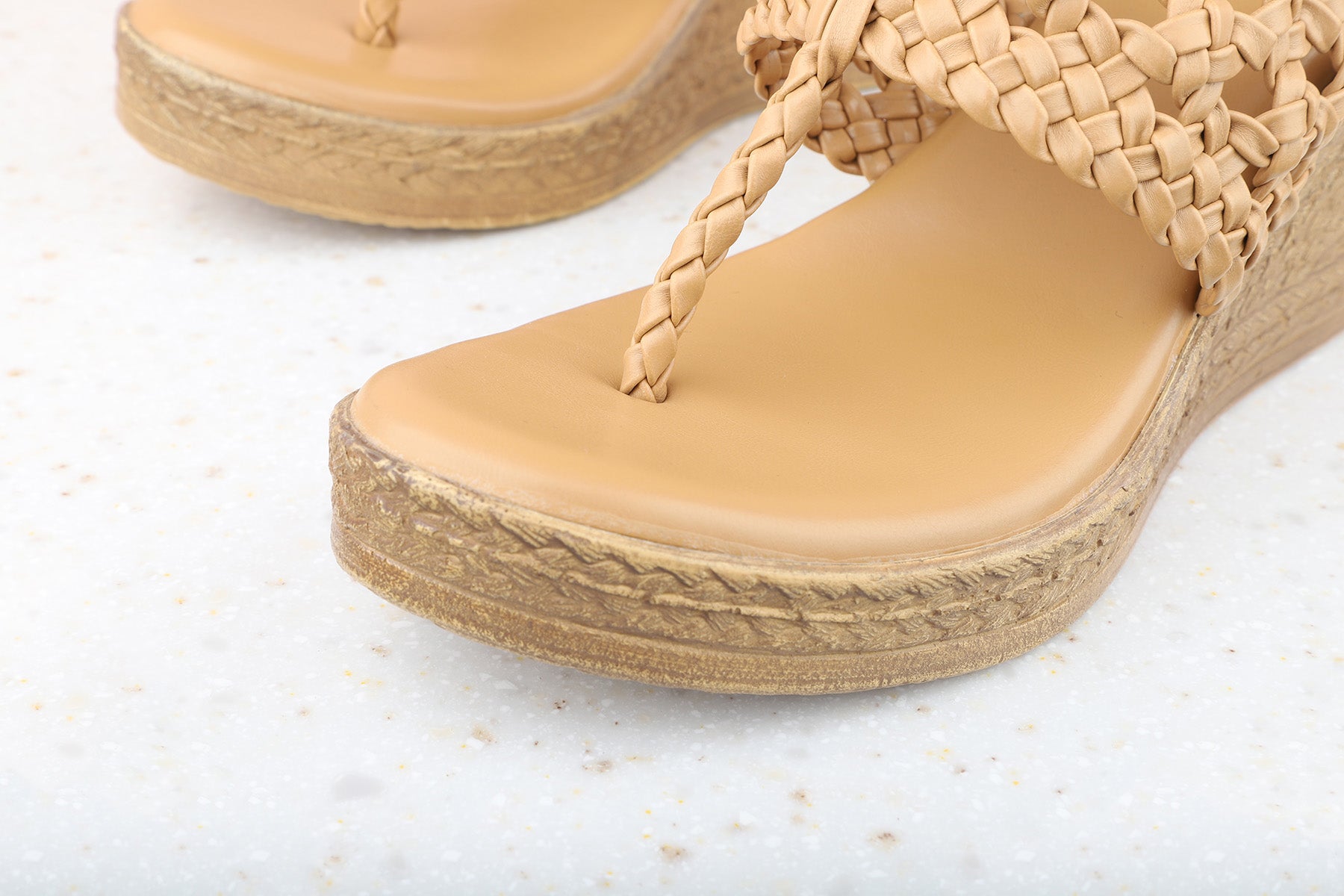 Suede wedge-heel sandals - Dark beige - Ladies | H&M IN