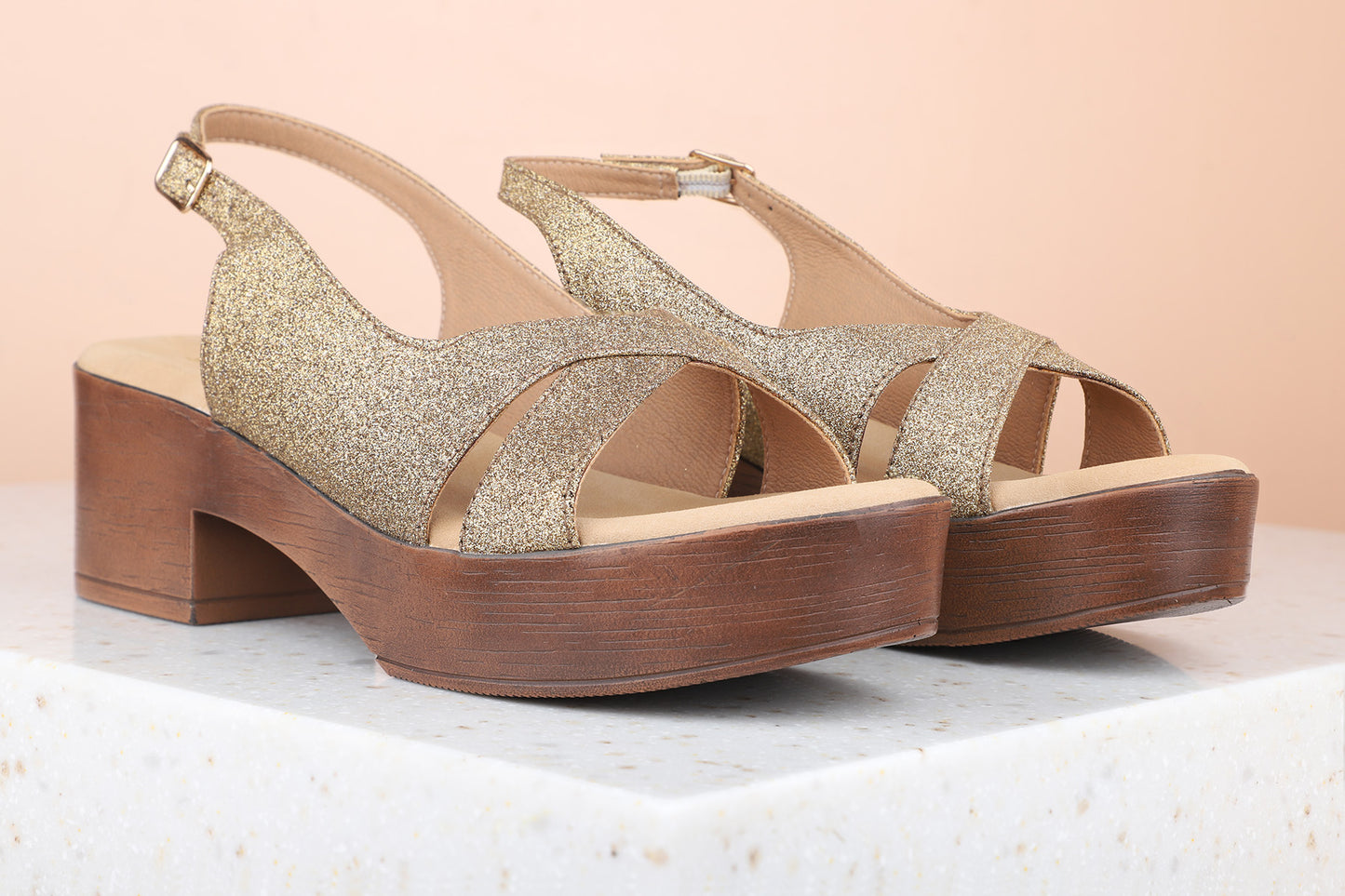 Women Antique Textured Platform Heels