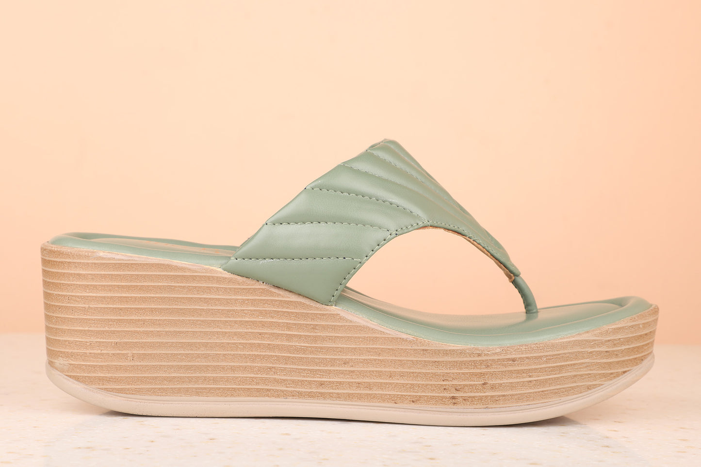 Women Green Solid Wedges Sandals