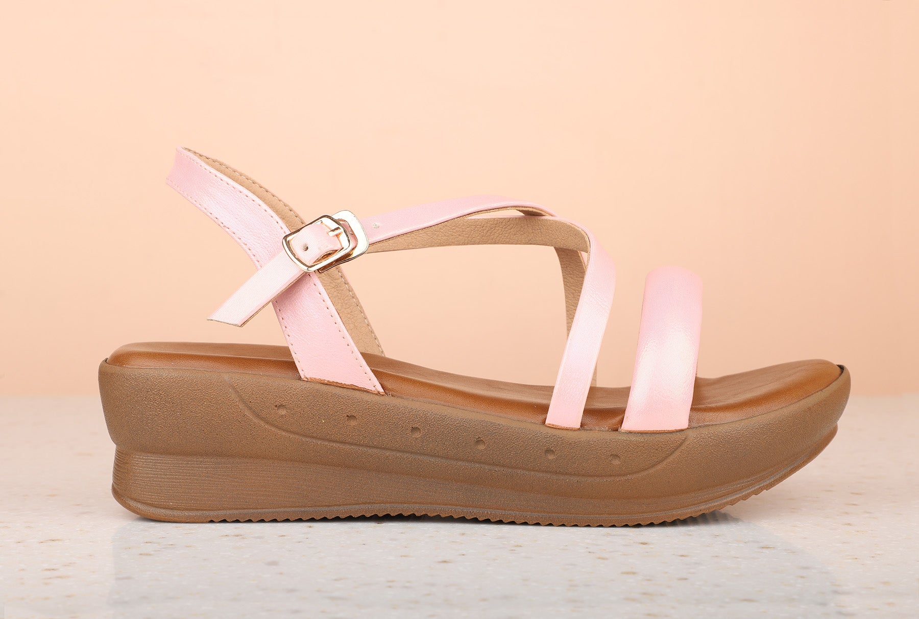 Pink platform wedge discount sandals