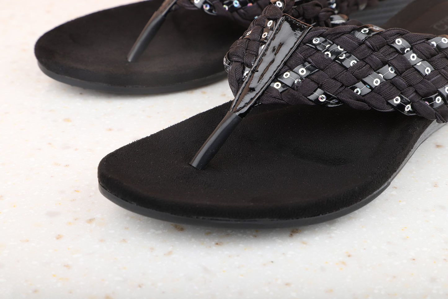 Women Black Wedge Sandals