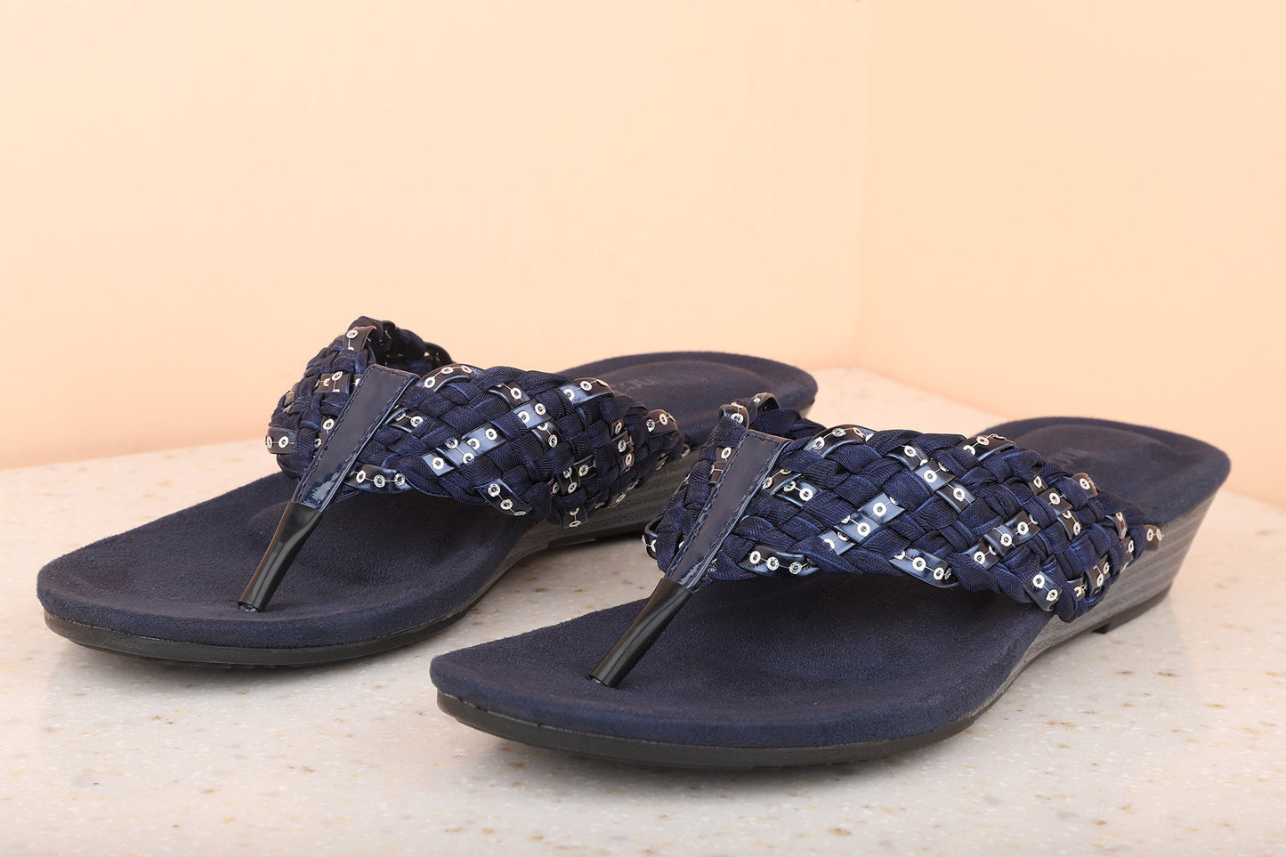 Women Navy Wedge Sandals