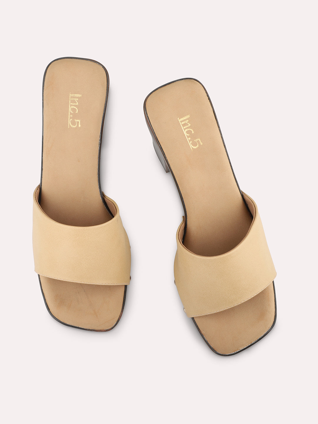 Womens Beige Party Wear Solid Pattern Platform Heels