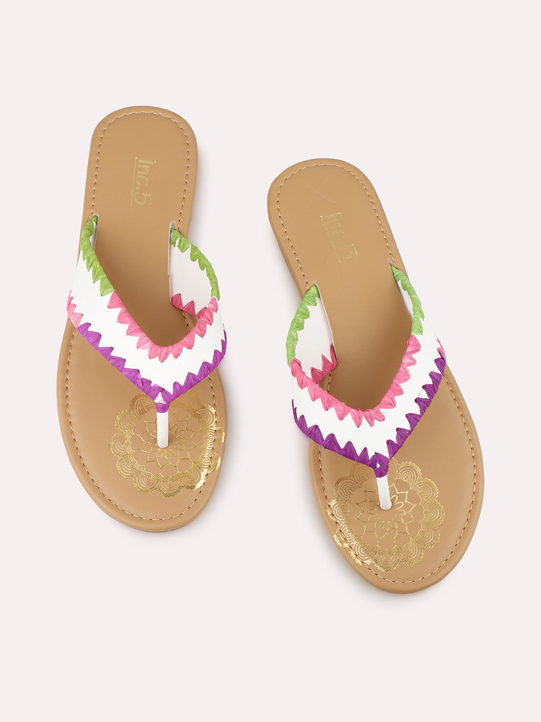 Women Purple Embroidered Open Toe Flats