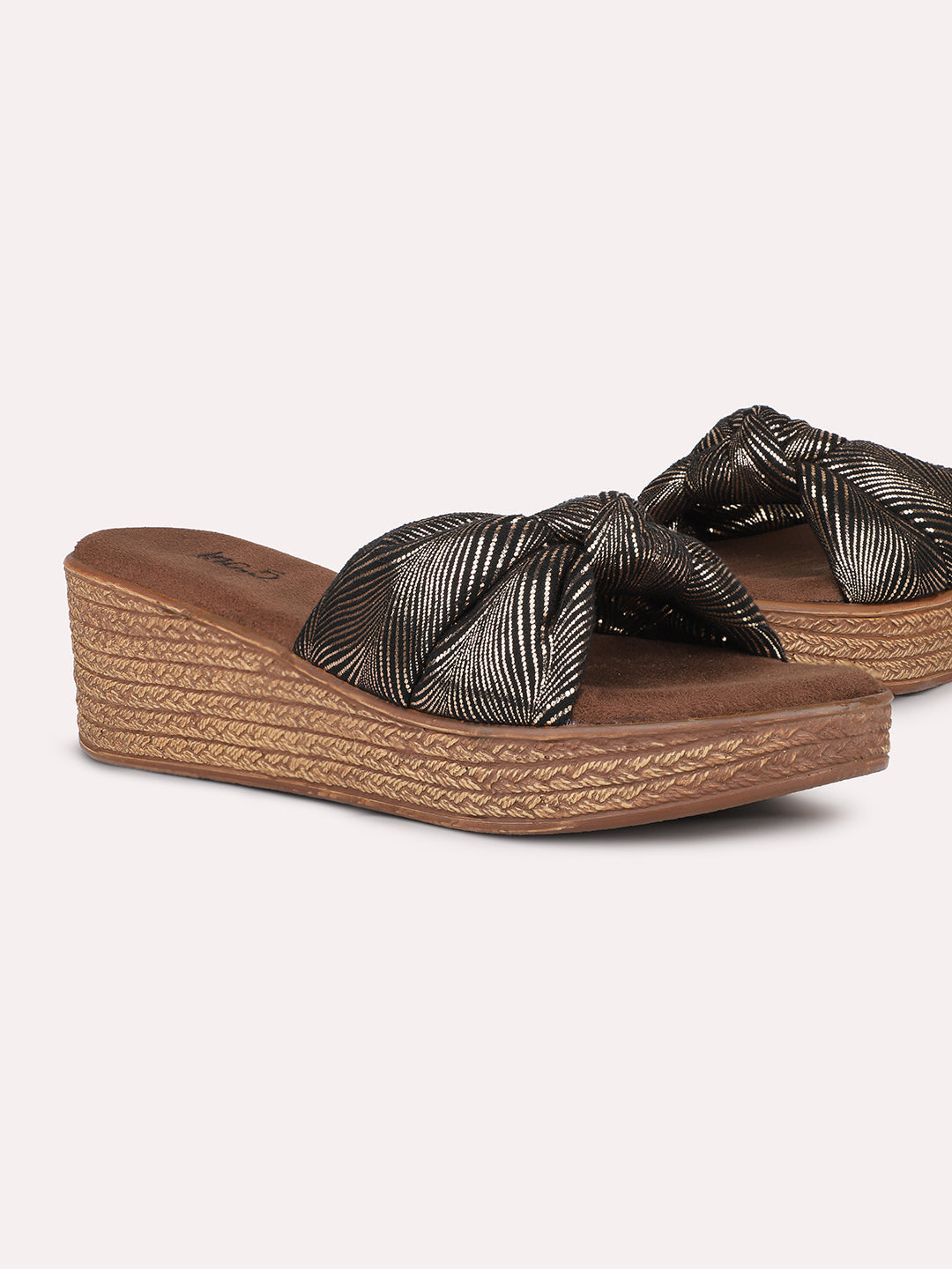 Women Antique Metallic Print Wedge Sandals