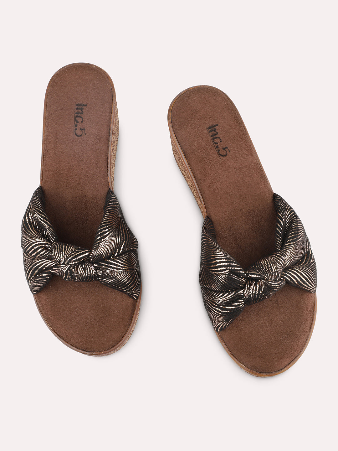 Women Antique Metallic Print Wedge Sandals