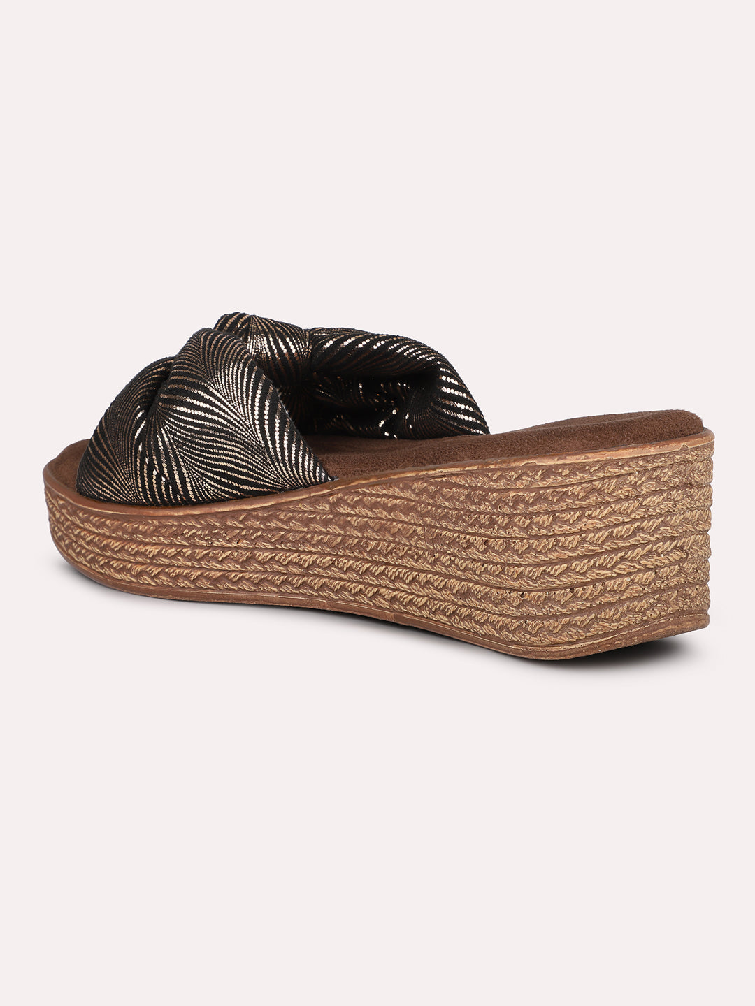 Women Antique Metallic Print Wedge Sandals