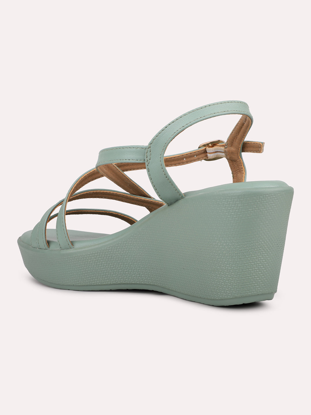 Womens Green Casual Strappy Open toe Wedges Sandals