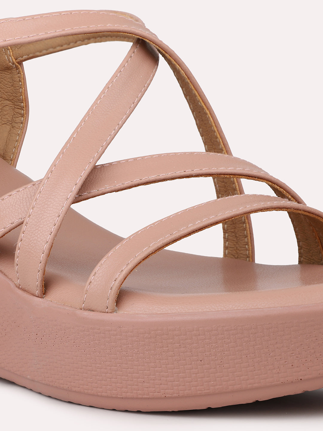 Womens Peach Casual Strappy Open toe Wedges Sandals