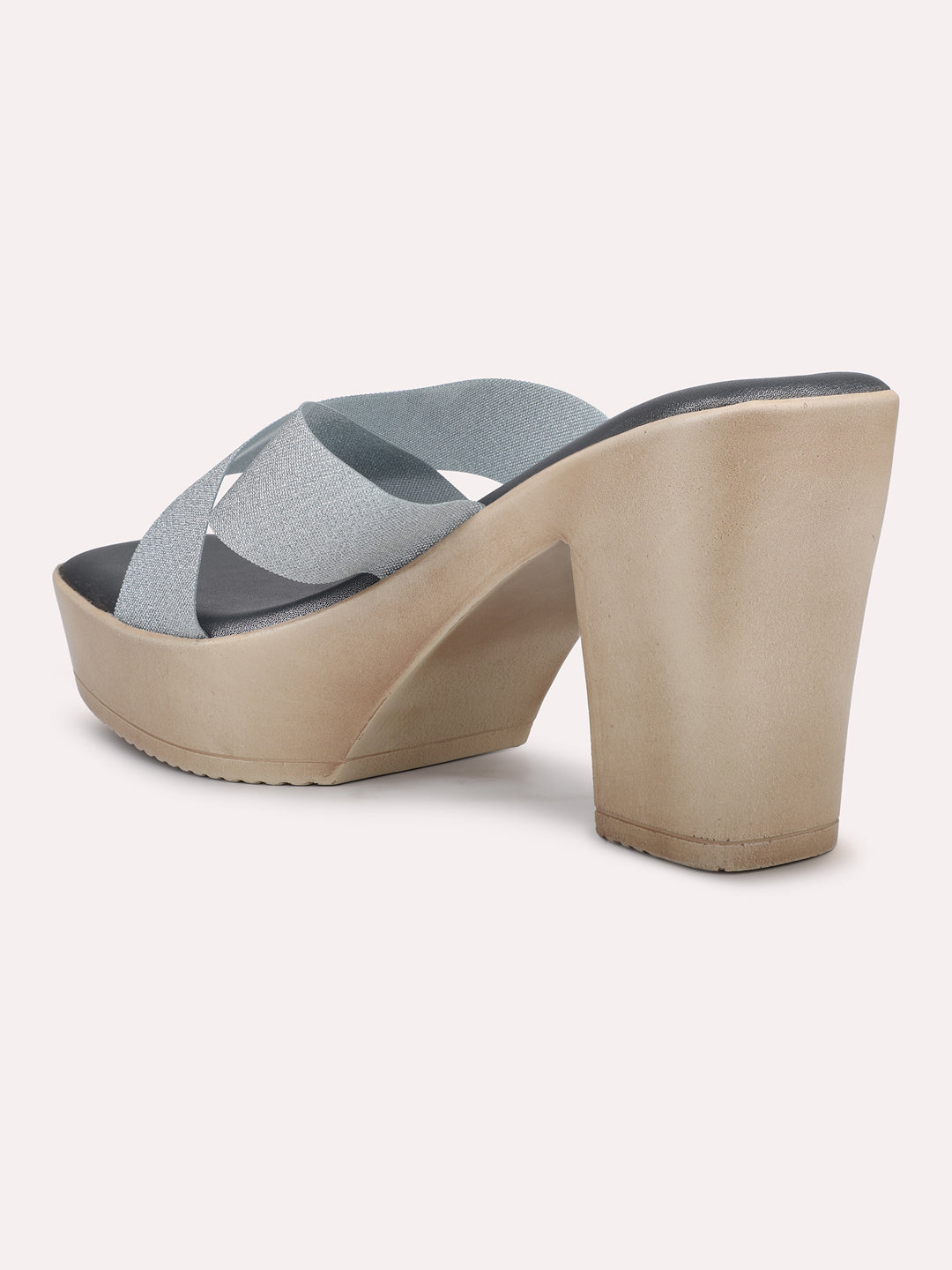 Women Pewter Solid Platform Heels