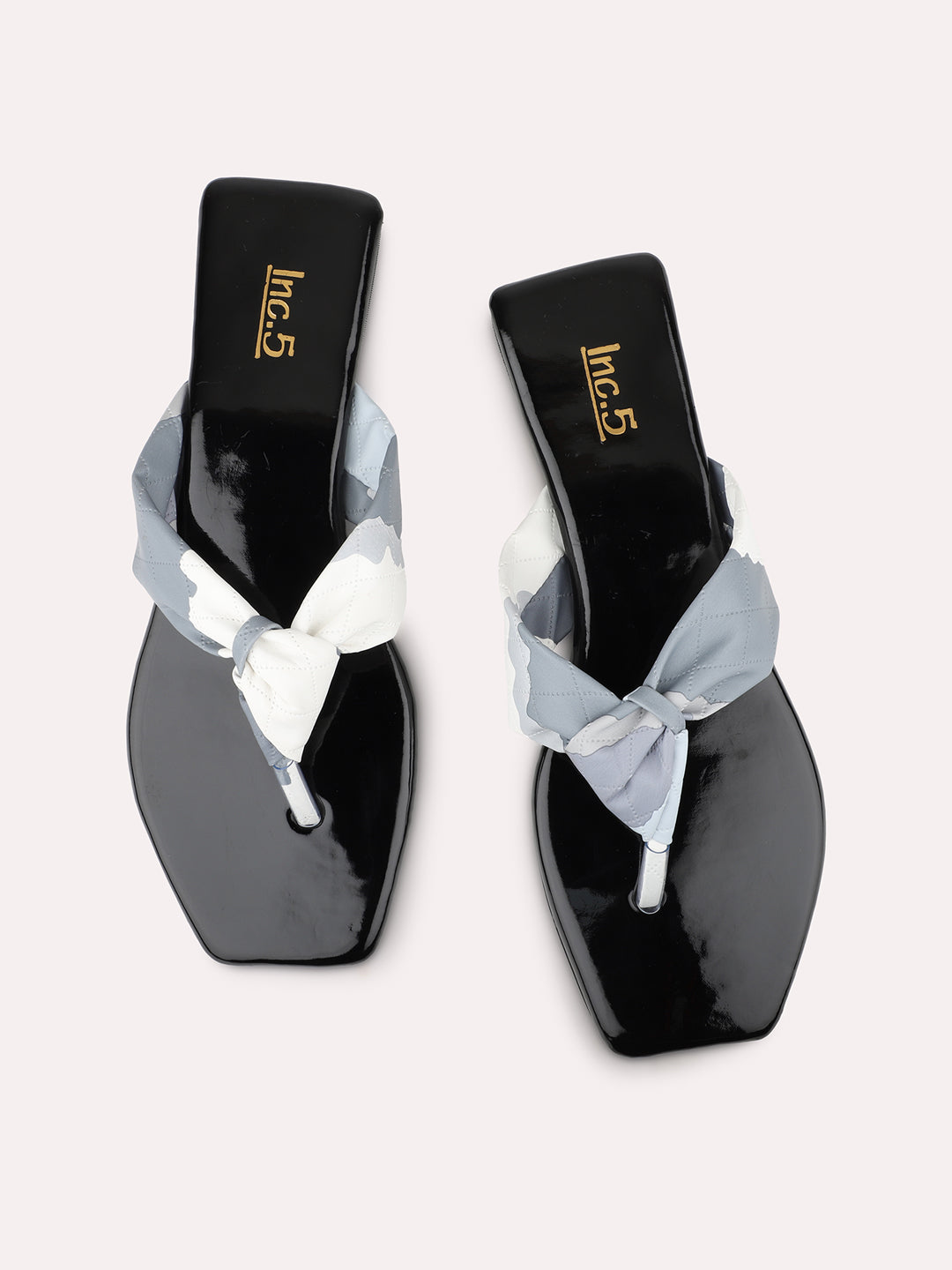 Women Black Colourblocked Open Toe T-Strap Flats