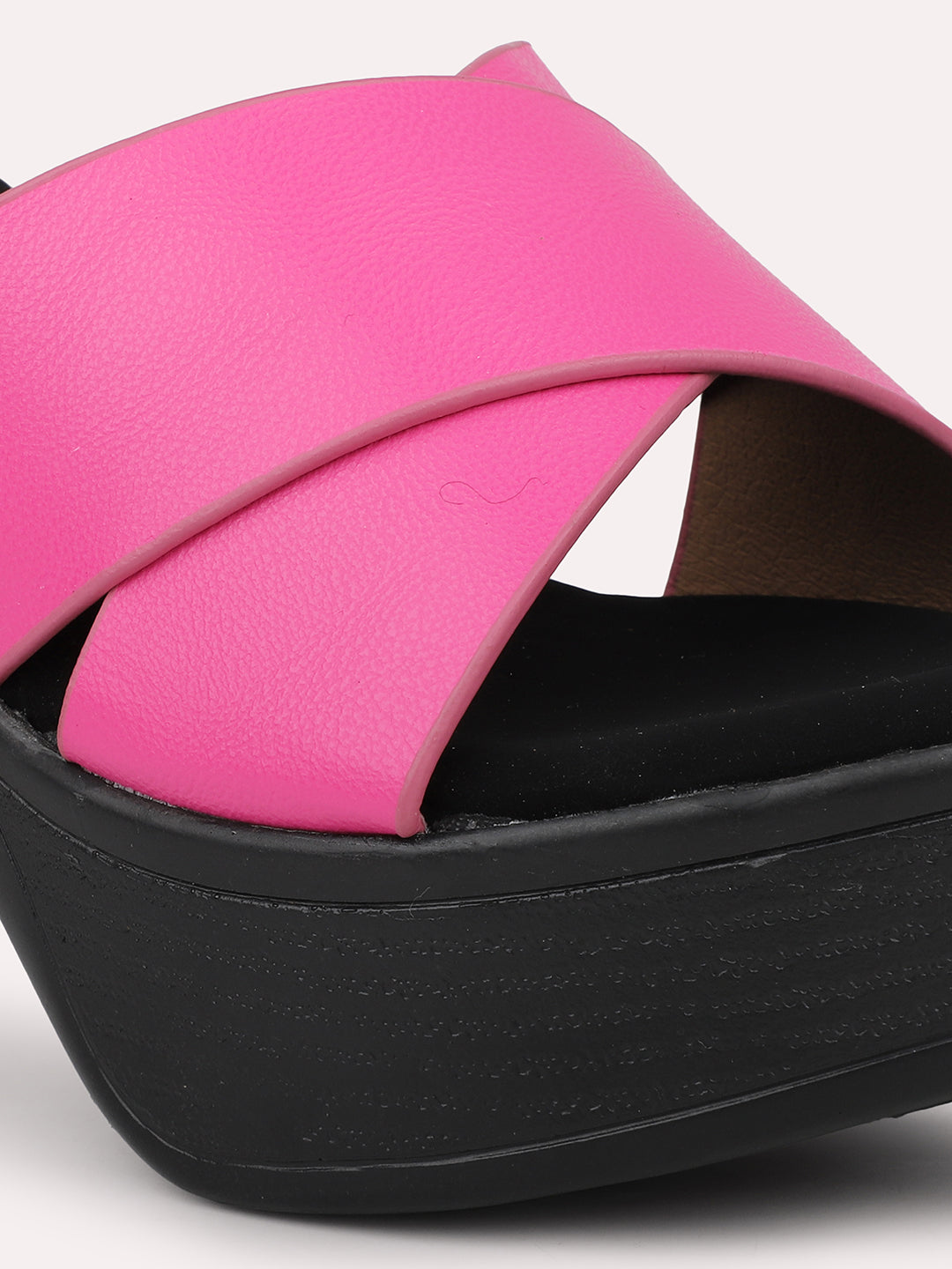 Women Pink Solid Criss-Cross Detail Platform Heels