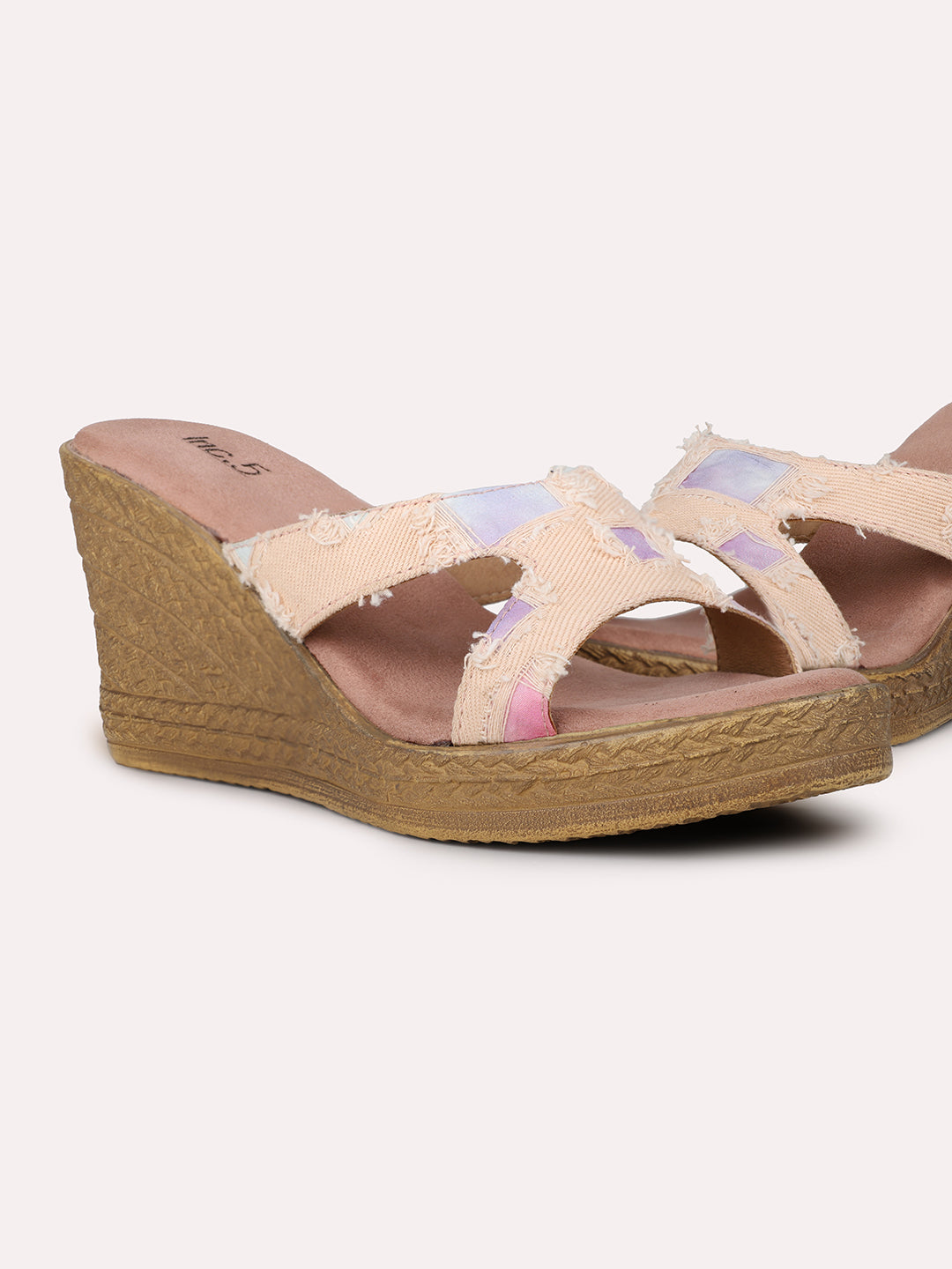 Women Peach  Colourblocked Wedge Heels