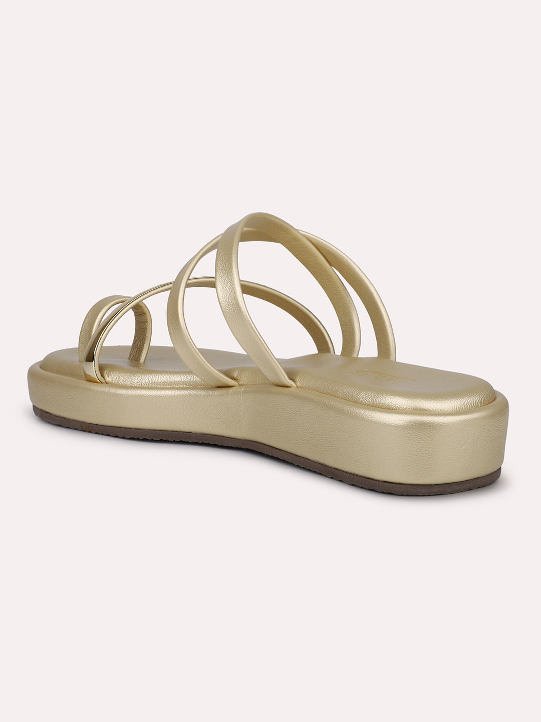 Women Gold-Toned Strappy One Toe Flats