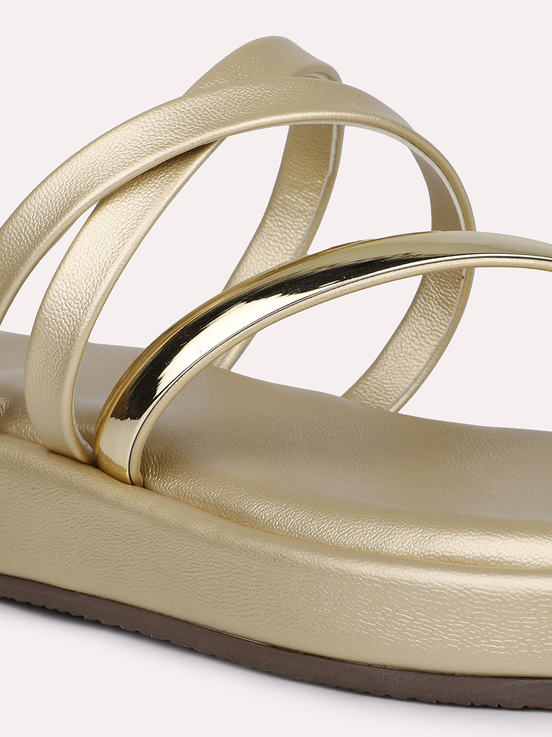 Women Gold-Toned Strappy One Toe Flats