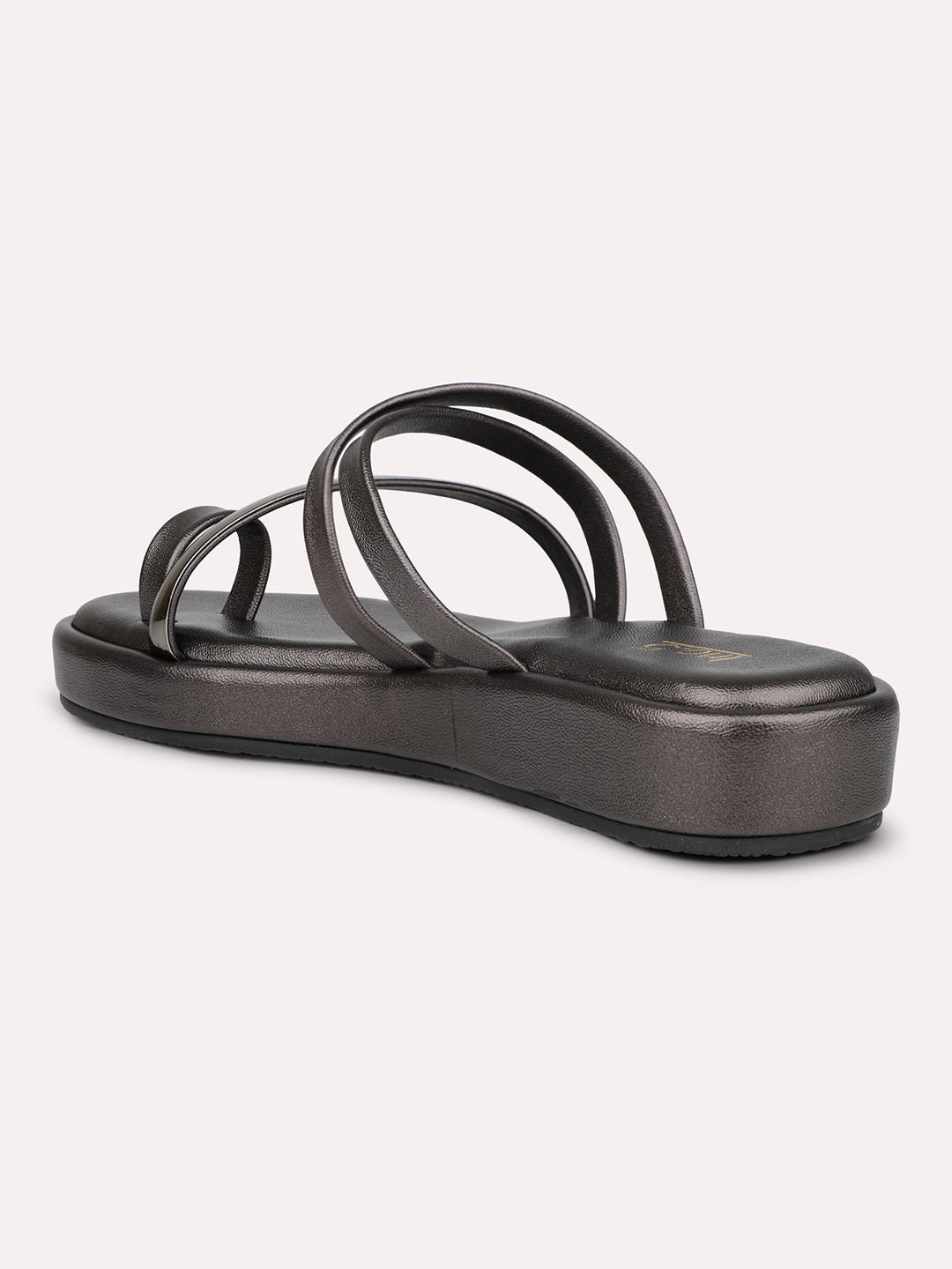 Women Pewter-Toned Strappy One Toe Flats