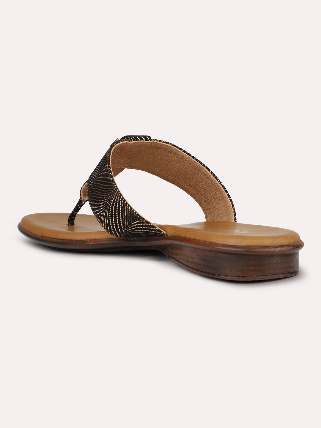 Womens Golden Party Wear T-strap Flats