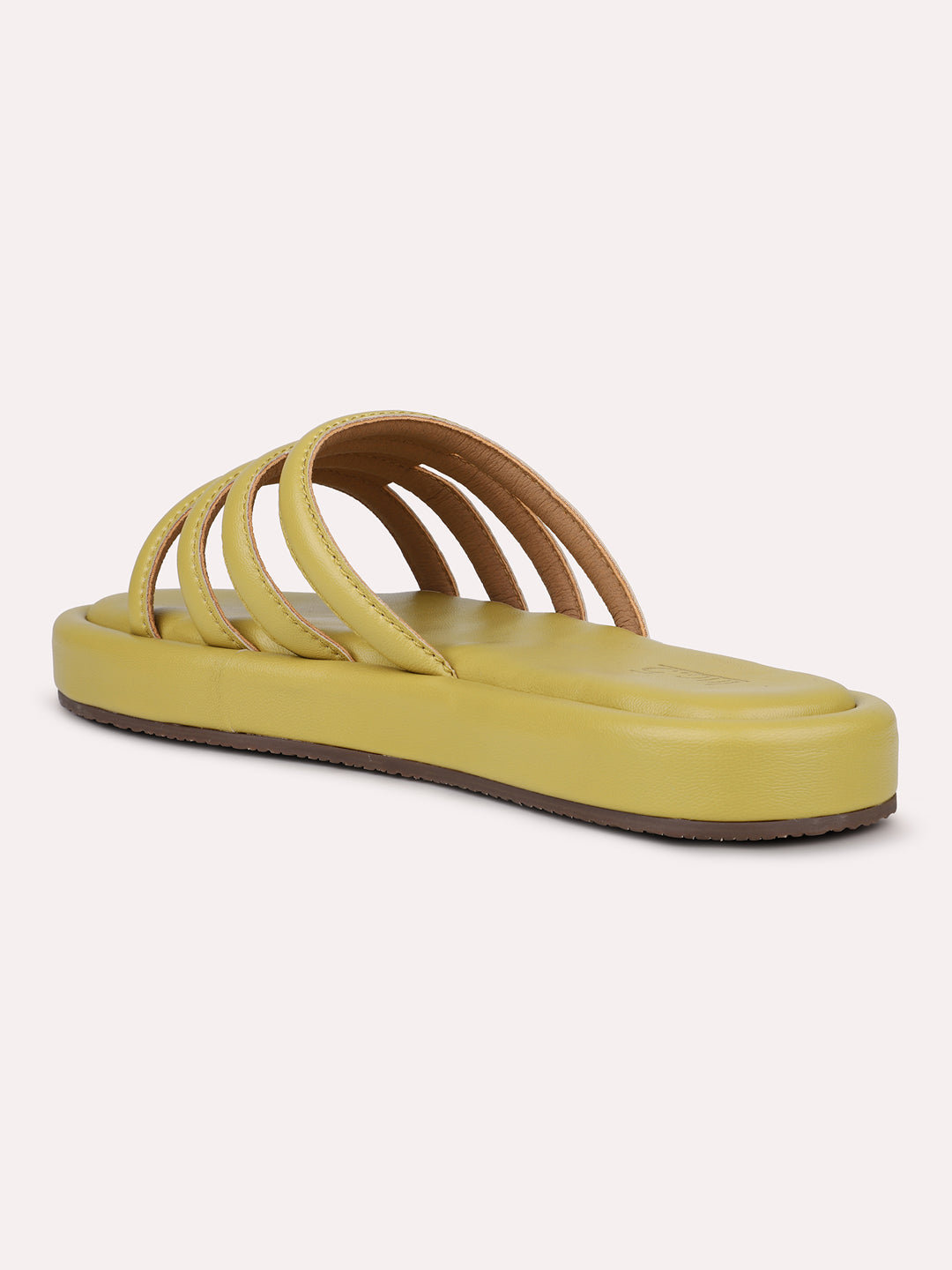 Women Yellow Strappy Open Toe Flats