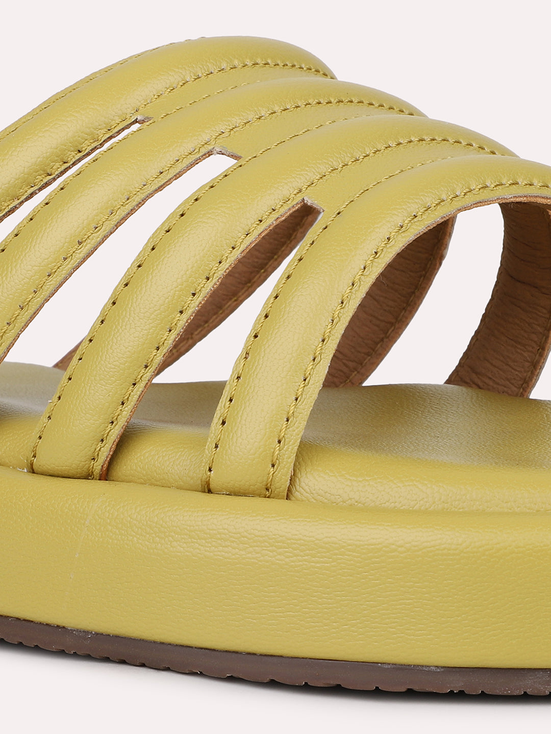 Women Yellow Strappy Open Toe Flats