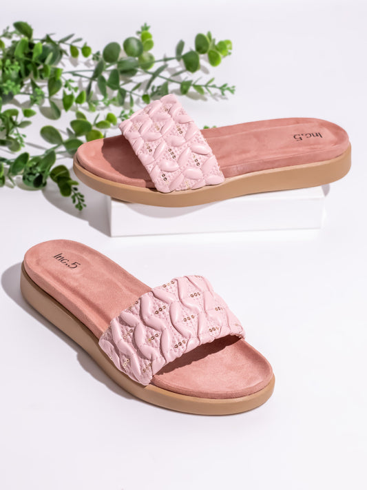 Womens Peach Casual Open toe Flat Mules