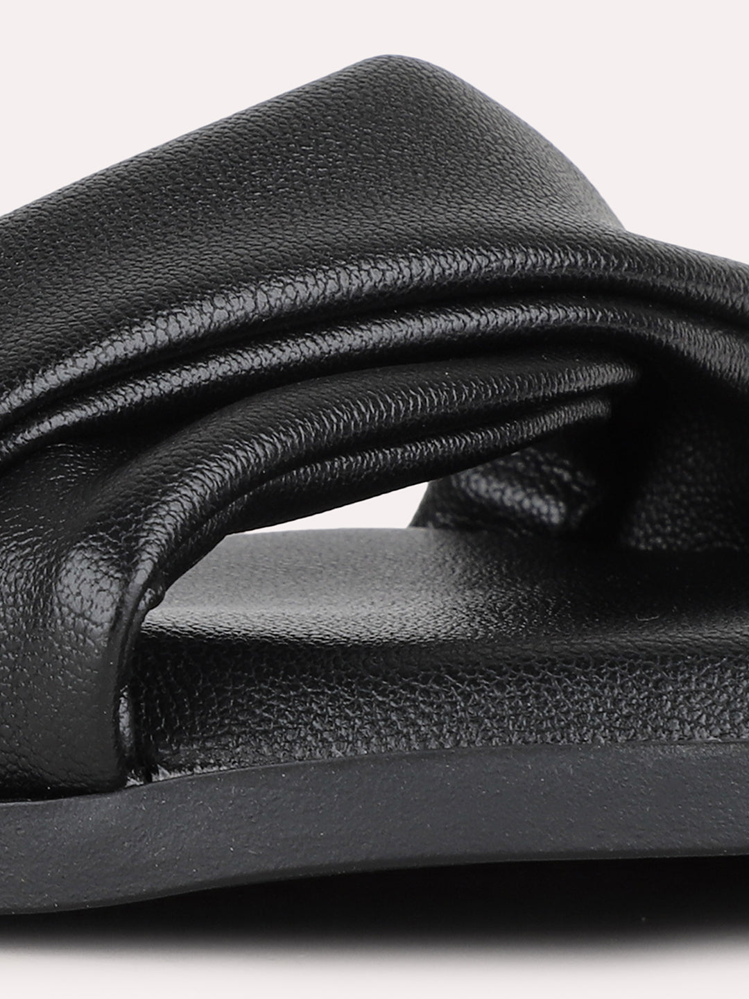 Womens Black Casual Solid Open Toe Sandals