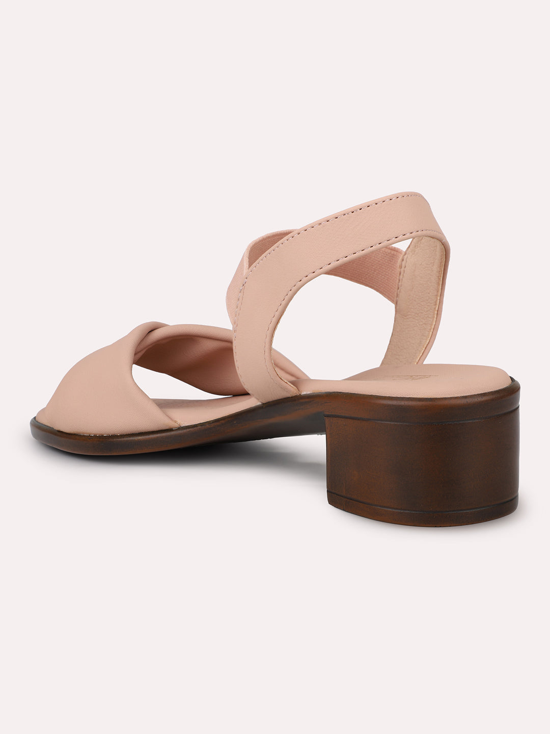 Women Peach Solid Open Toe Block Heels With Backstrap