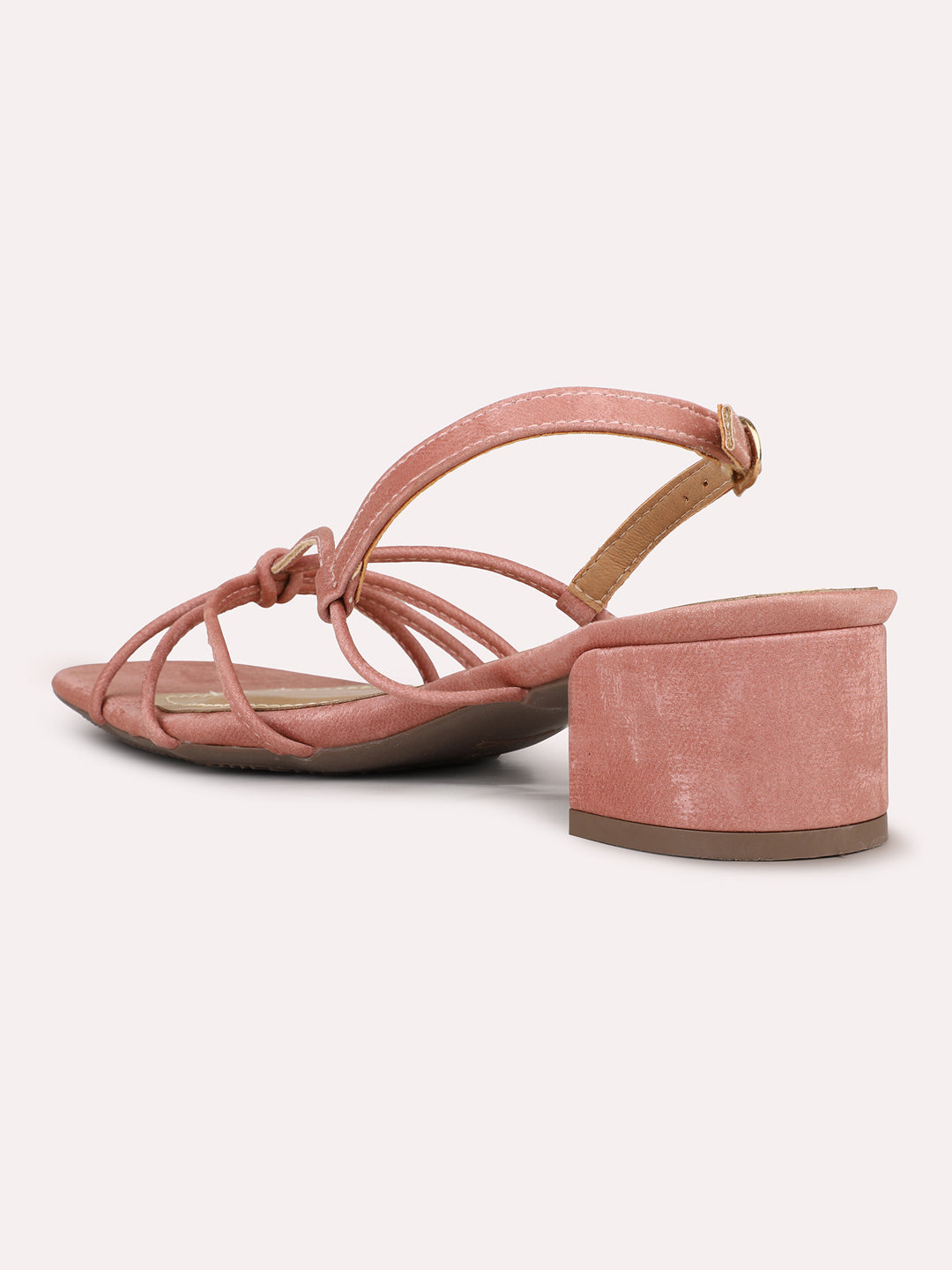 Womens Peach Casual Strappy Open toe Block Heel Sandals