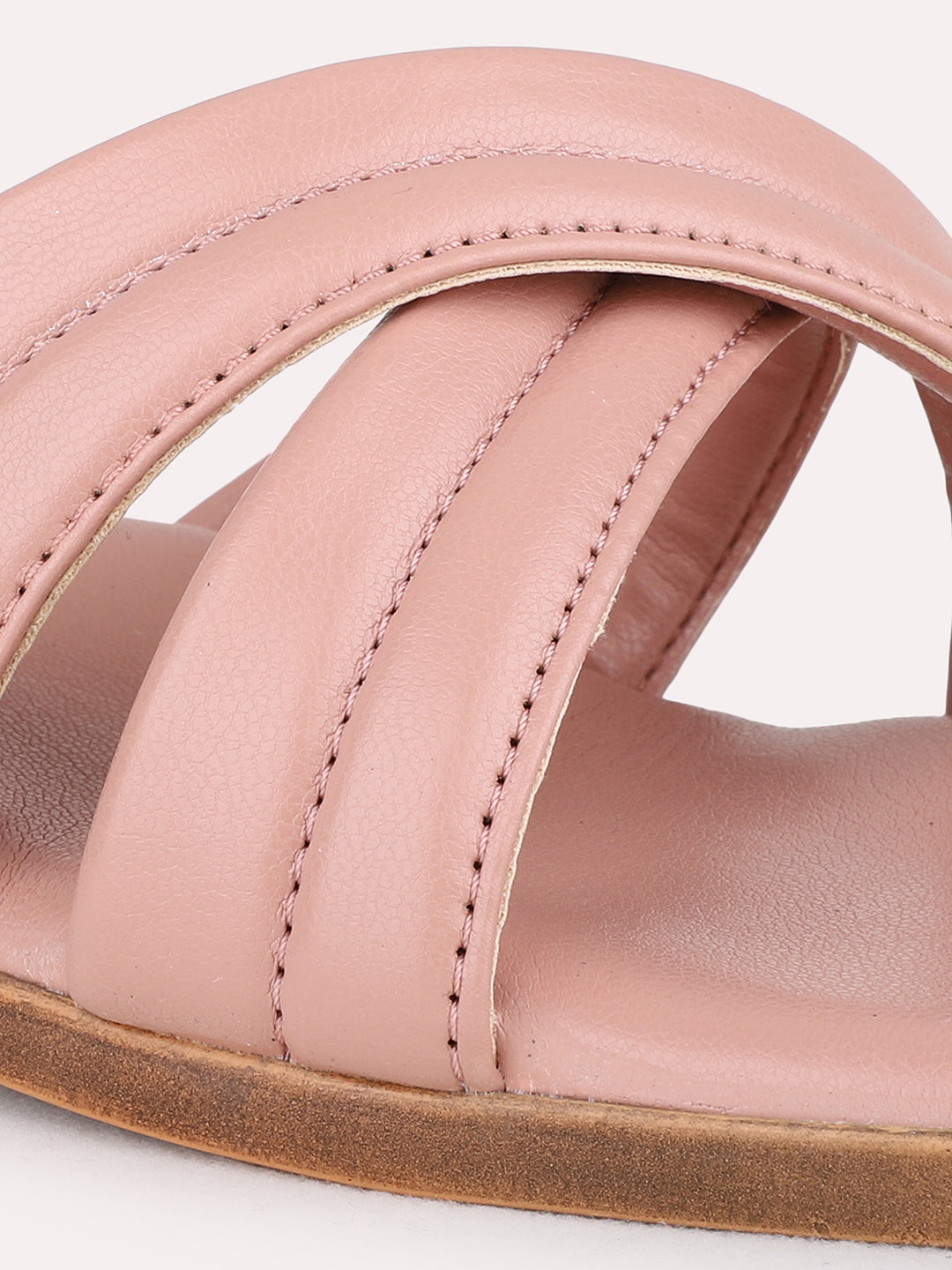 Womens Peach Party Wear Solid Square Toe Block Heel Sandals