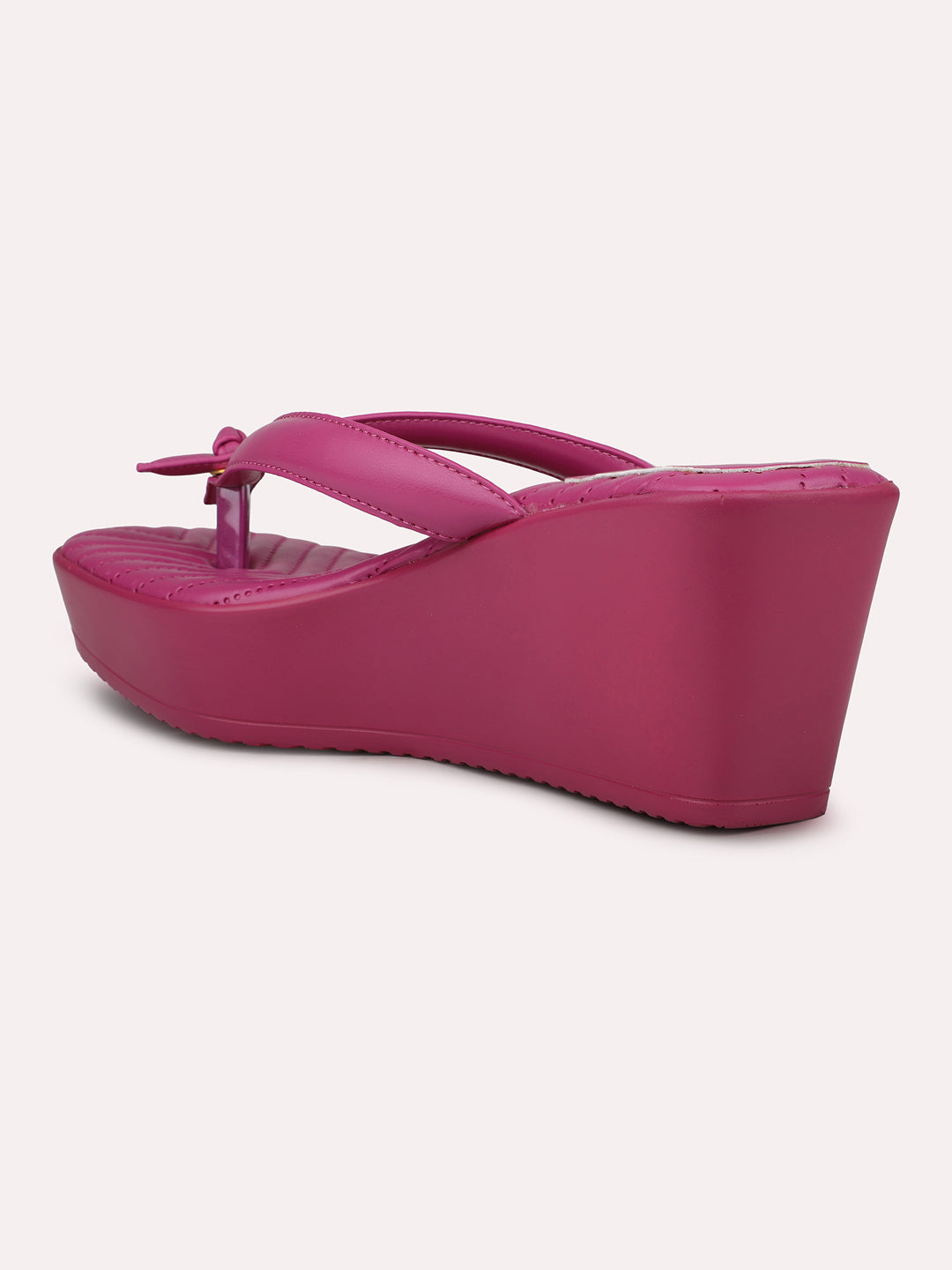 Women Pink Solid Open Toe Wedge Heels