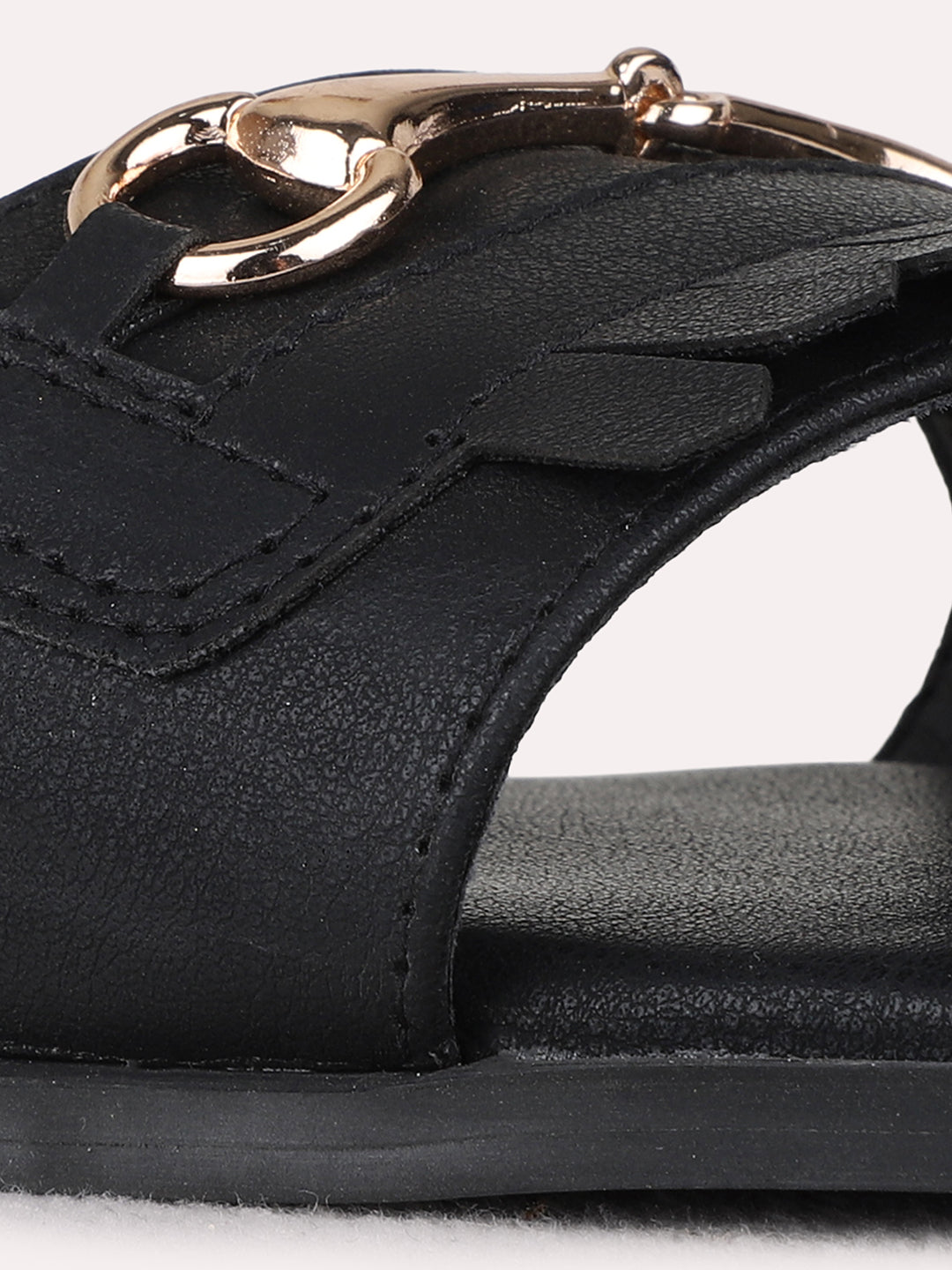 Womens Black Casual Solid Pattern Flat Slip-Ons