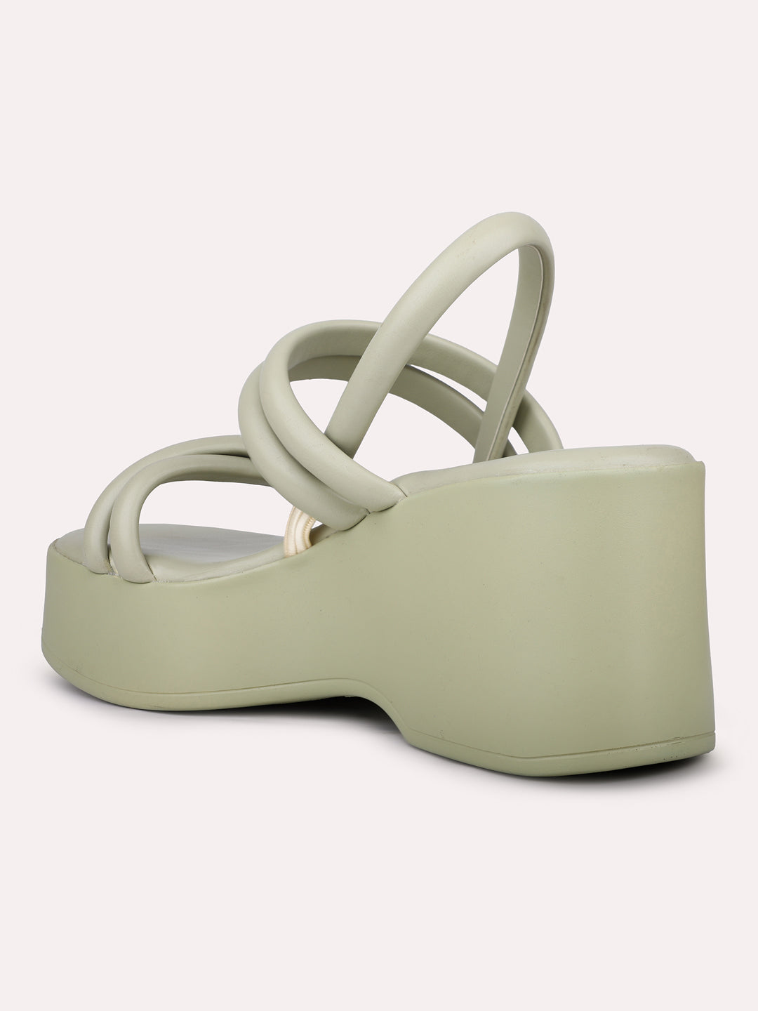 Women Pista Strappy Open Toe Wedge Heels With Backstrap