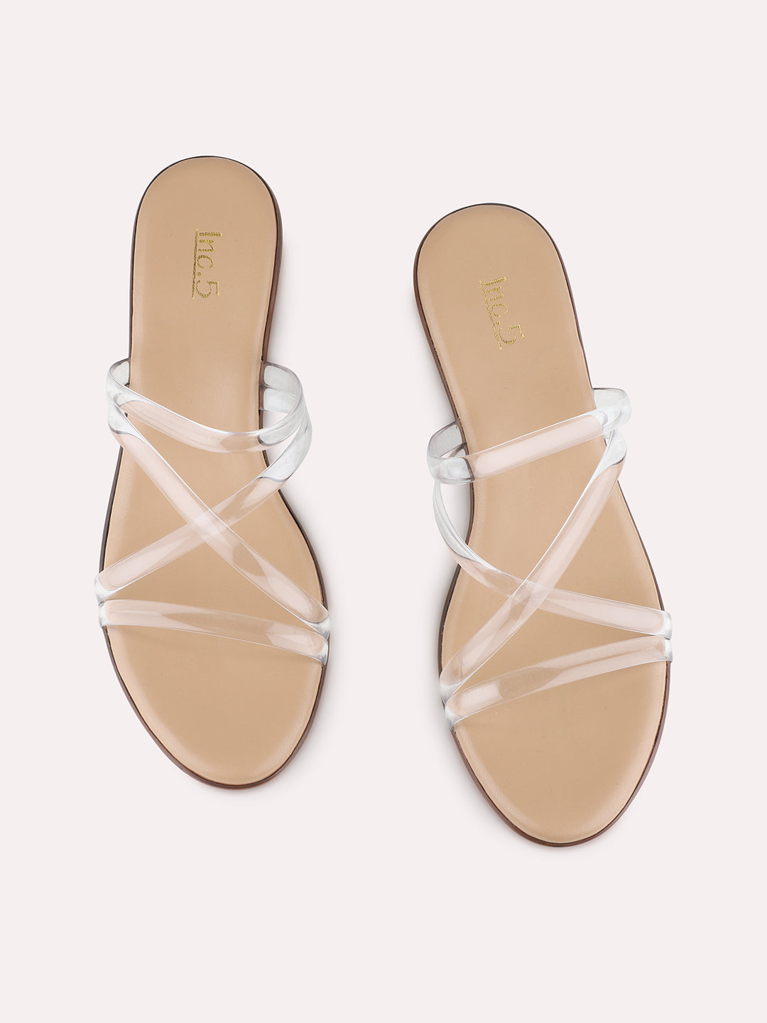Womens White Party Wear Transparent Round Toe Block Heels