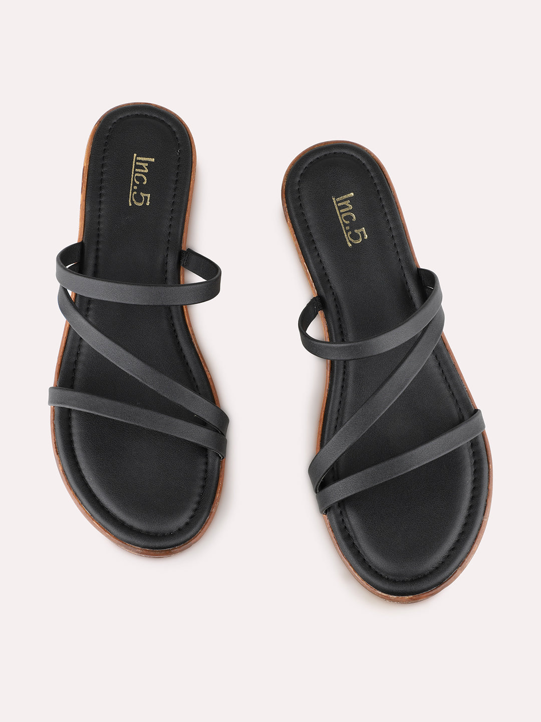 Women Black Ethnic Solid Round Toe Wedge Heels